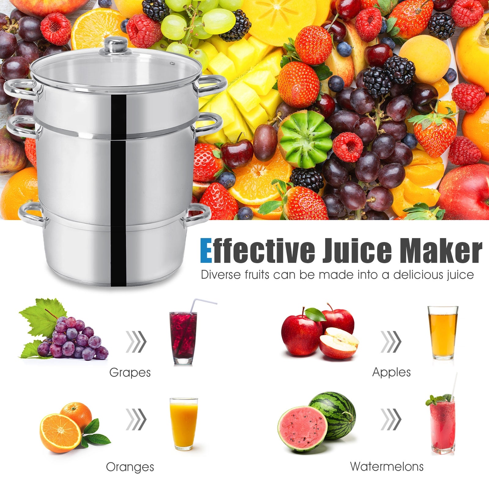 11-Quart Stainless Steel Fruit Juicer SteamerÂ