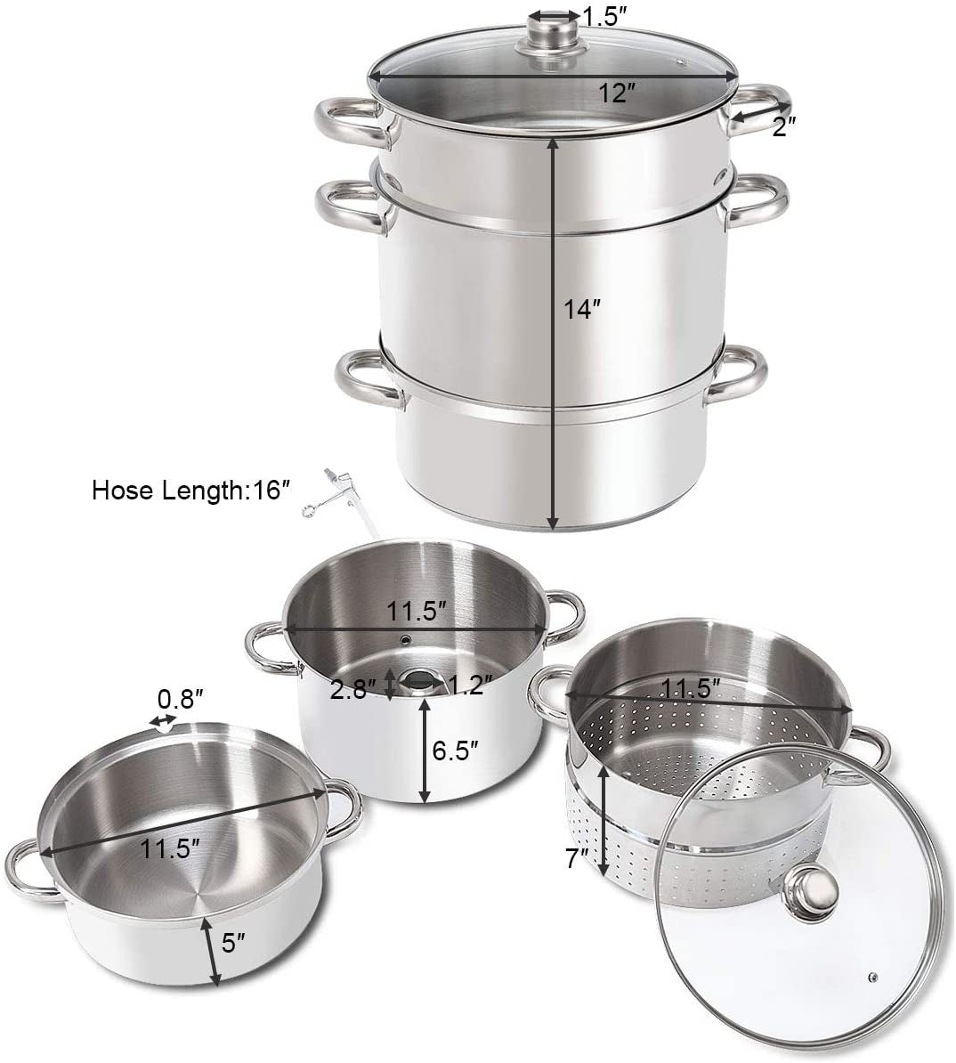 11-Quart Stainless Steel Fruit Juicer SteamerÂ