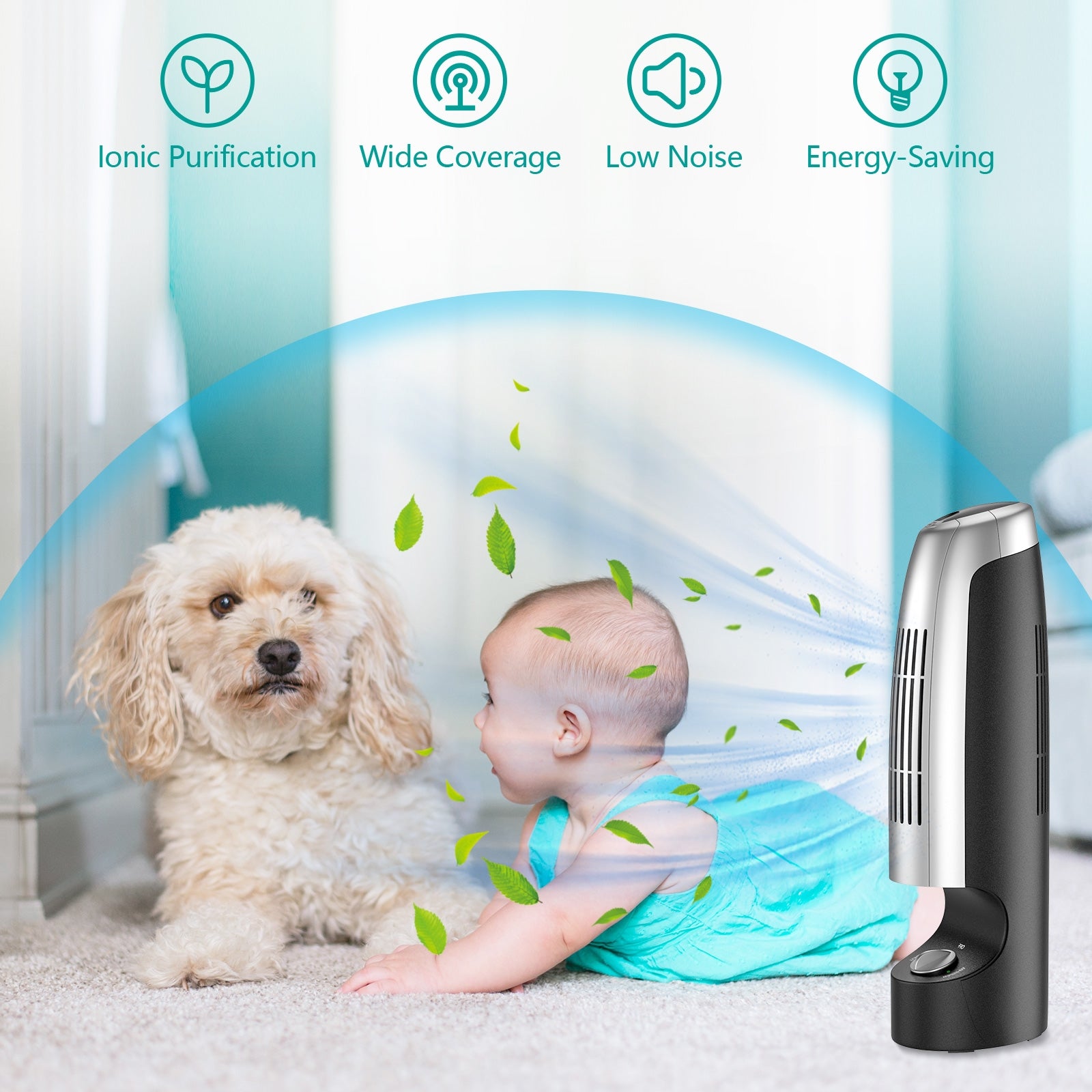 2 Pieces Mini Ionic Whisper Home Air Purifier for Dust and SmokeÂ
