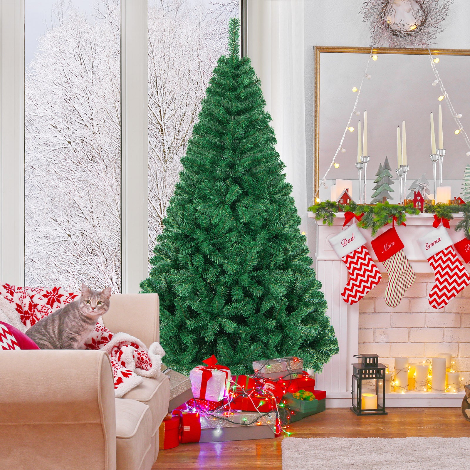 Artificial PVC Hinged Christmas Tree with Solid Metal Stand-6 ftÂ