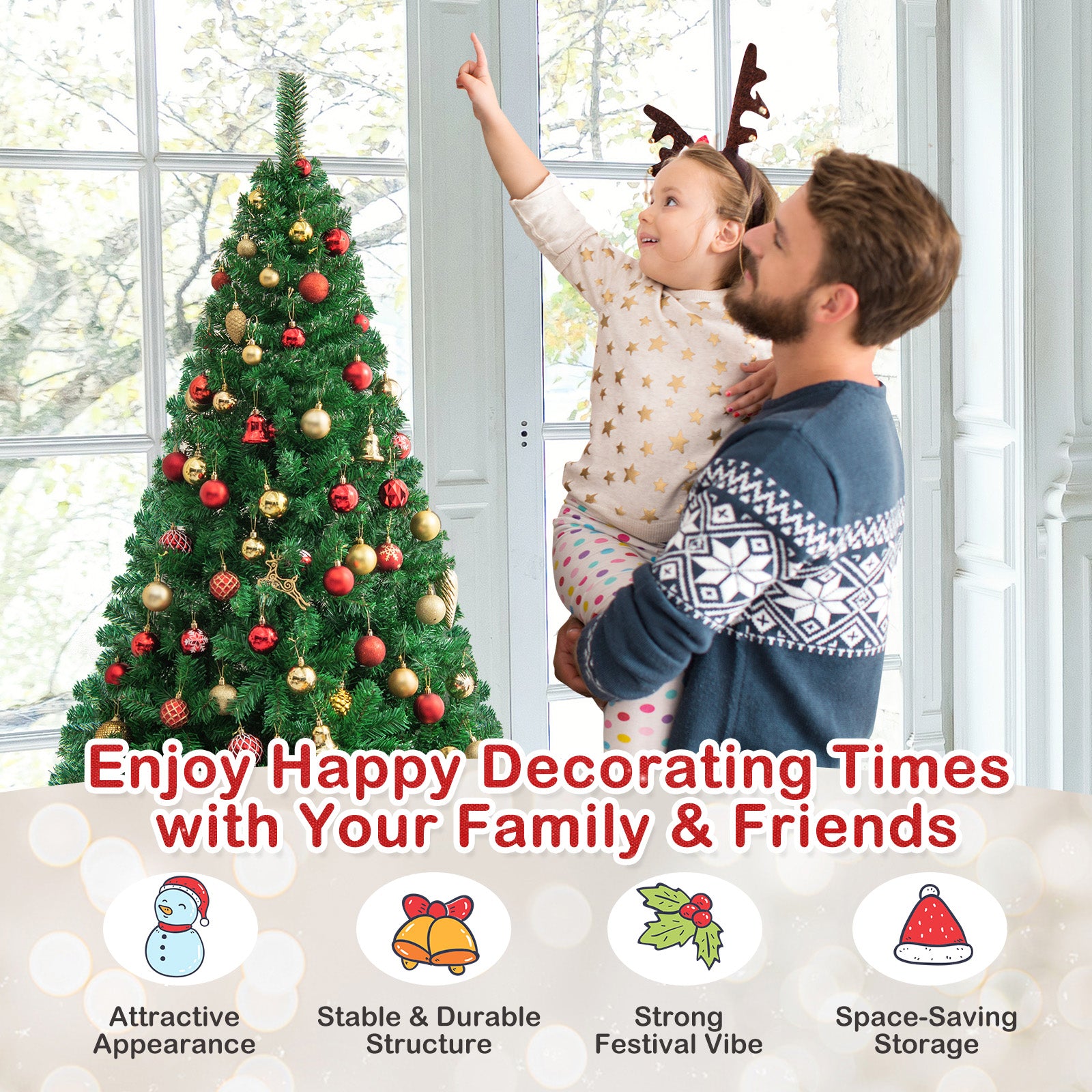 Artificial PVC Hinged Christmas Tree with Solid Metal Stand-6 ftÂ