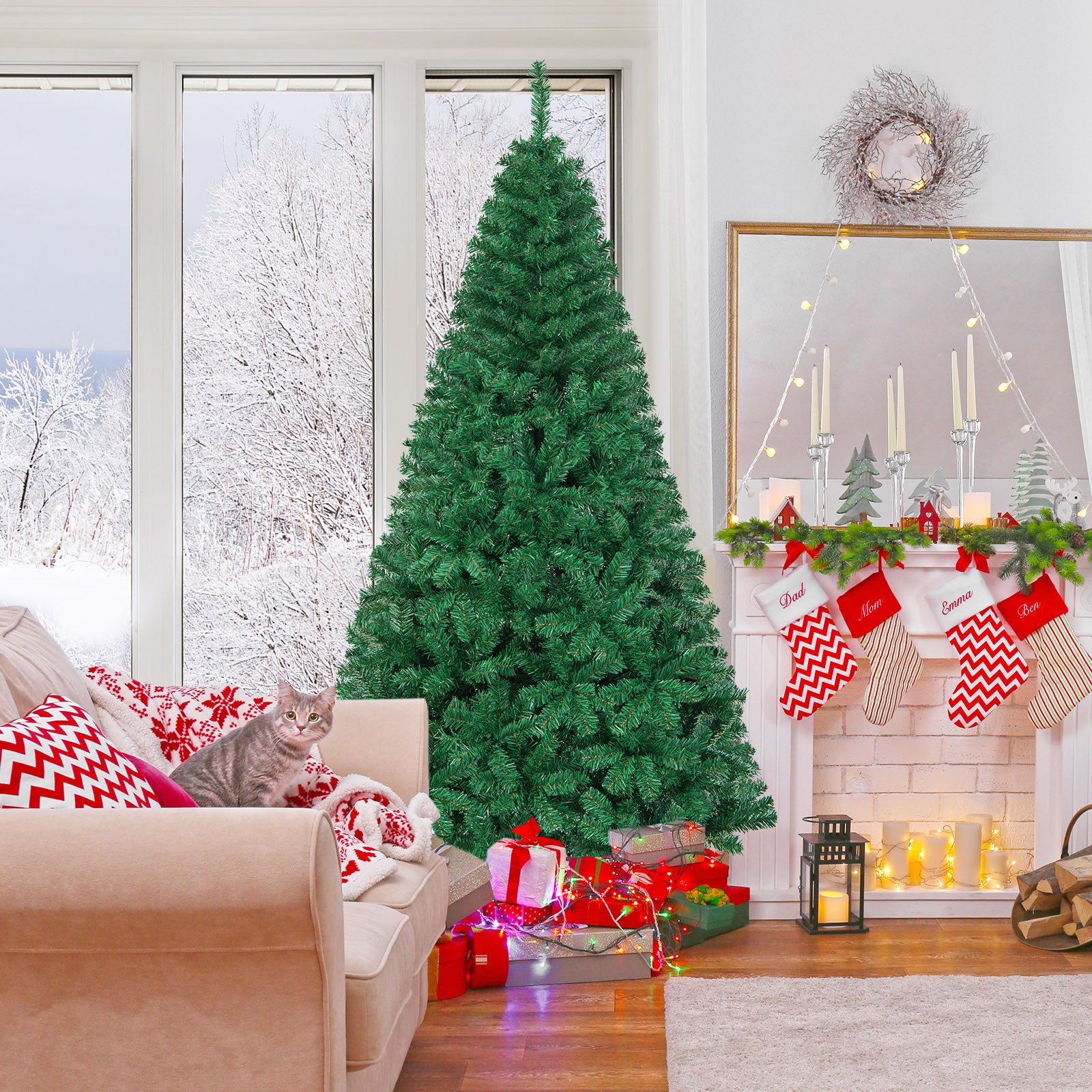 Artificial PVC Hinged Christmas Tree with Solid Metal Stand-7 ftÂ