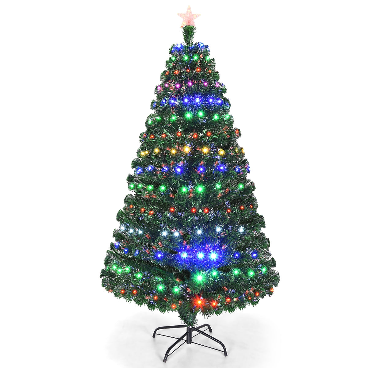 5/6/7 Feet Multicolor Artificial Christmas Tree with LED Light and Metal Stand-6'Â