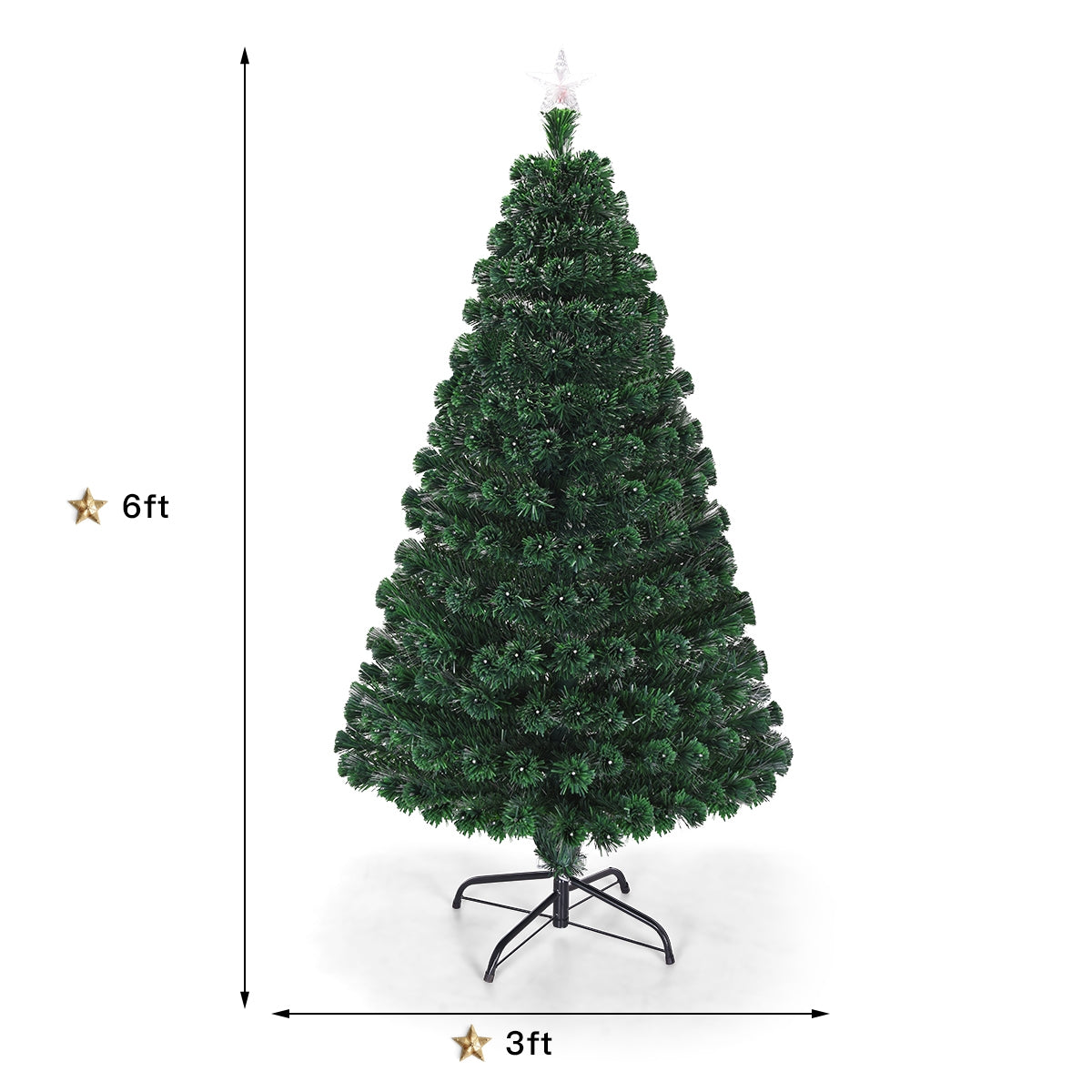 5/6/7 Feet Multicolor Artificial Christmas Tree with LED Light and Metal Stand-6'Â