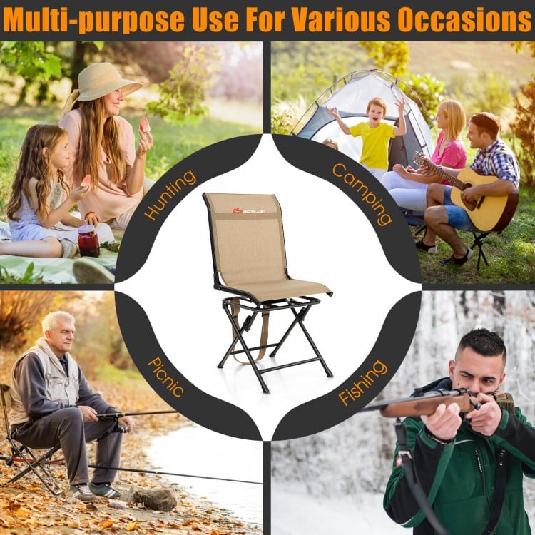 All-weather Outdoor Foldable 360-Degree Swivel Chair with Iron Frame-Brown