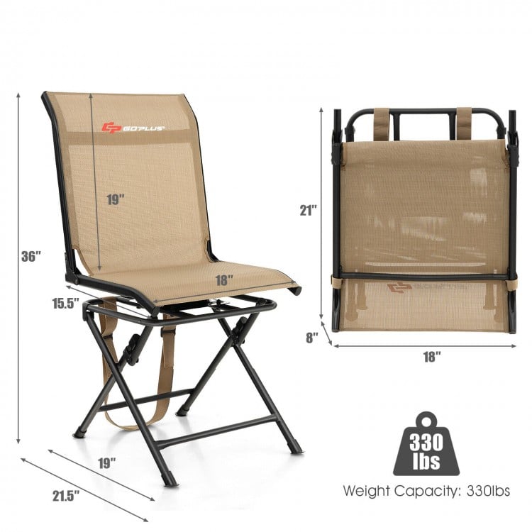 All-weather Outdoor Foldable 360-Degree Swivel Chair with Iron Frame-Brown
