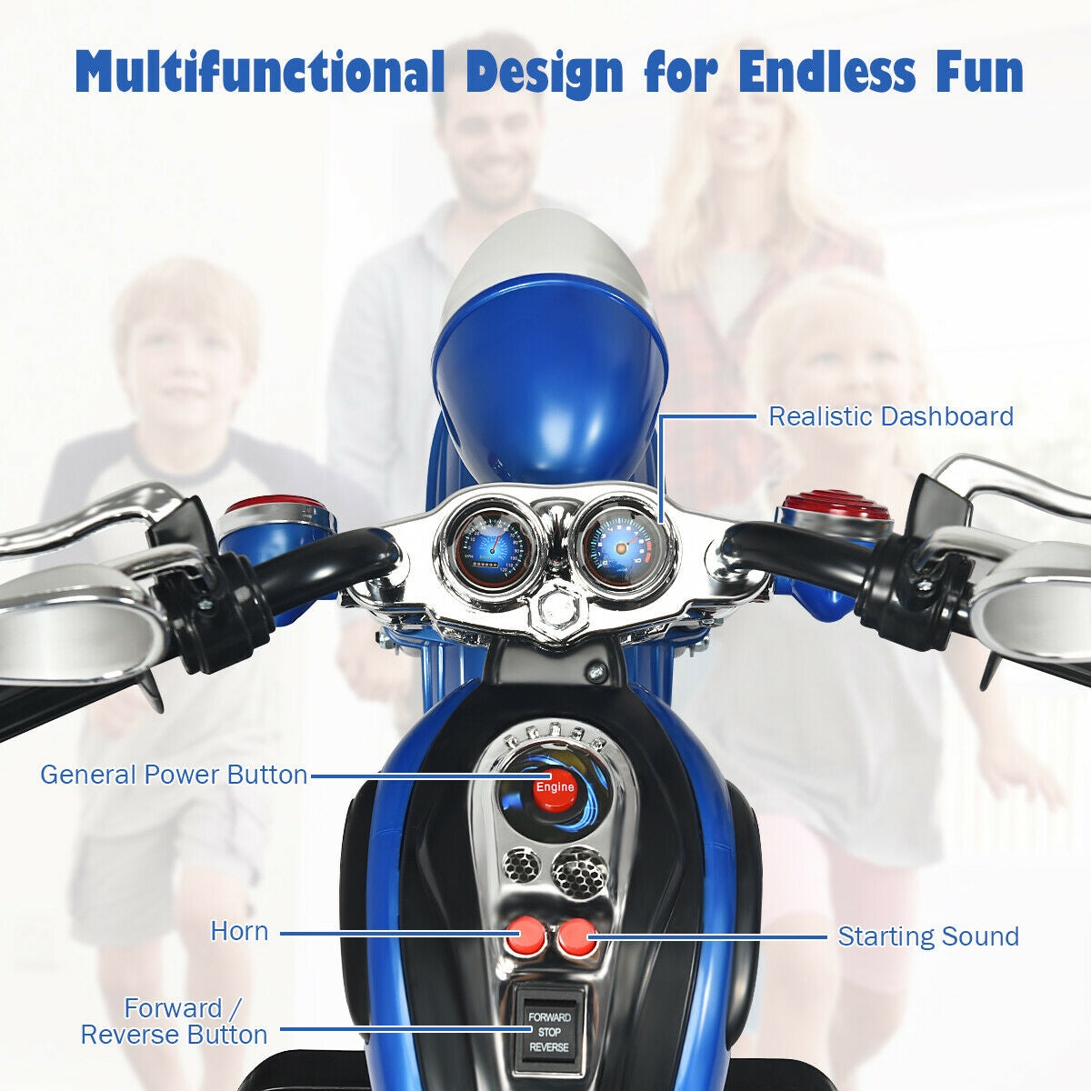 6V 3 Wheel Kids Motorcycle-BlueÂ
