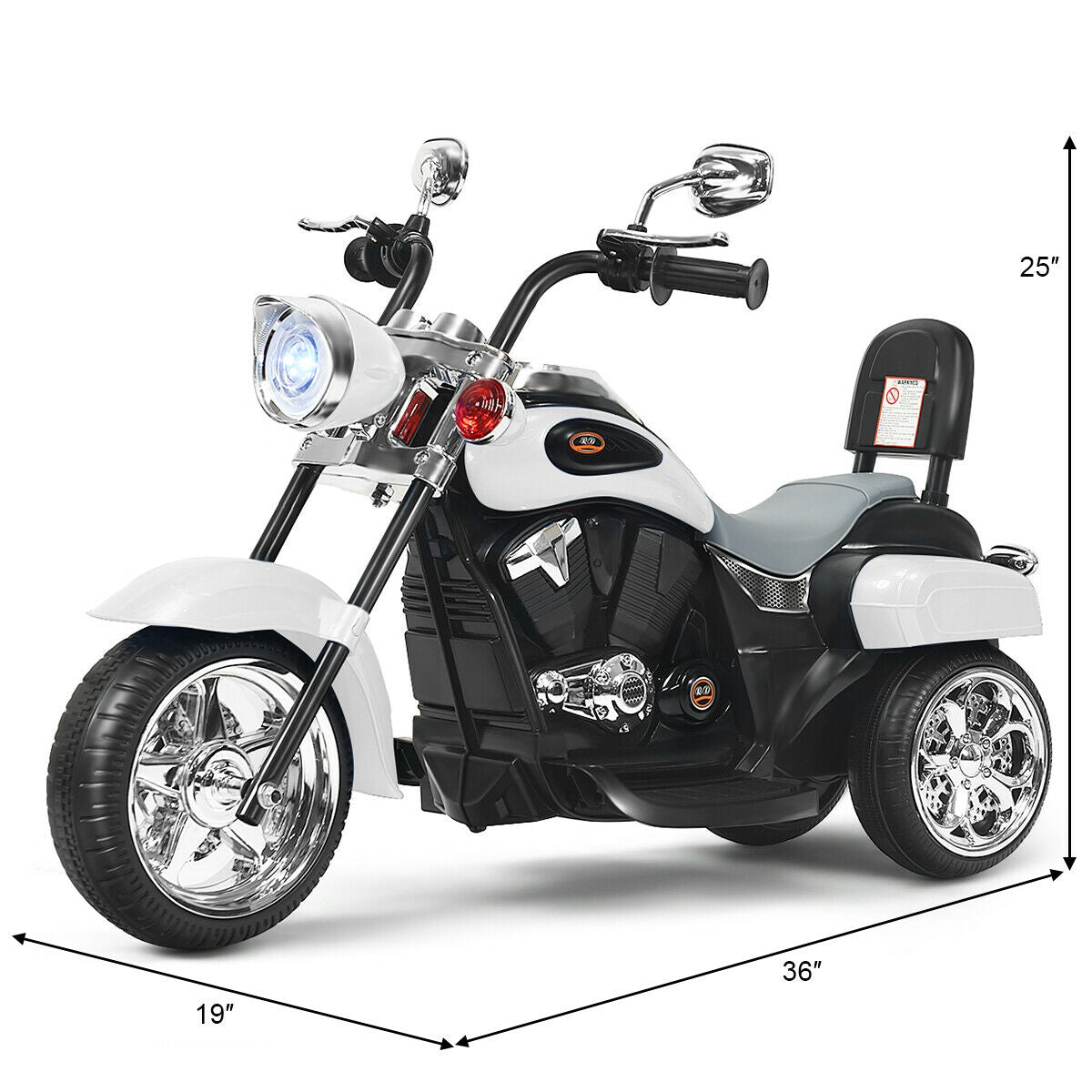 6V 3 Wheel Kids Motorcycle-WhiteÂ