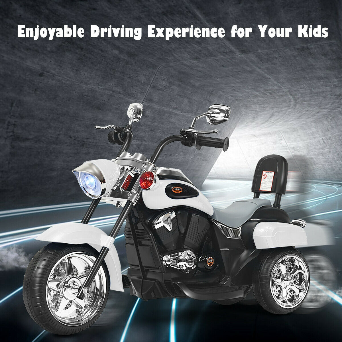 6V 3 Wheel Kids Motorcycle-WhiteÂ