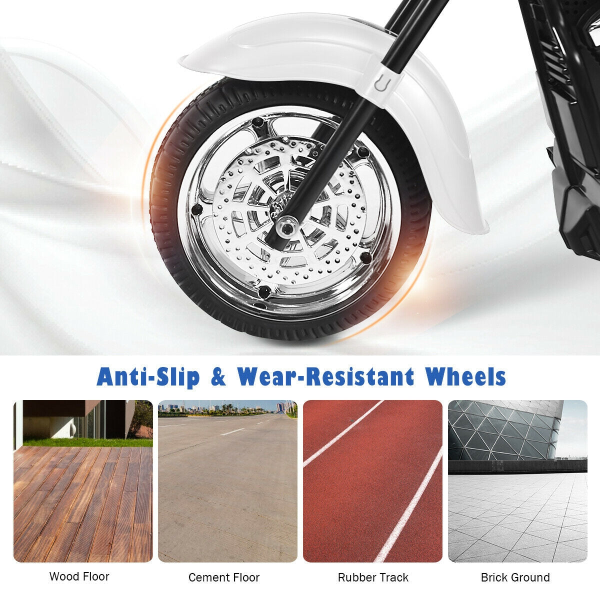 6V 3 Wheel Kids Motorcycle-WhiteÂ