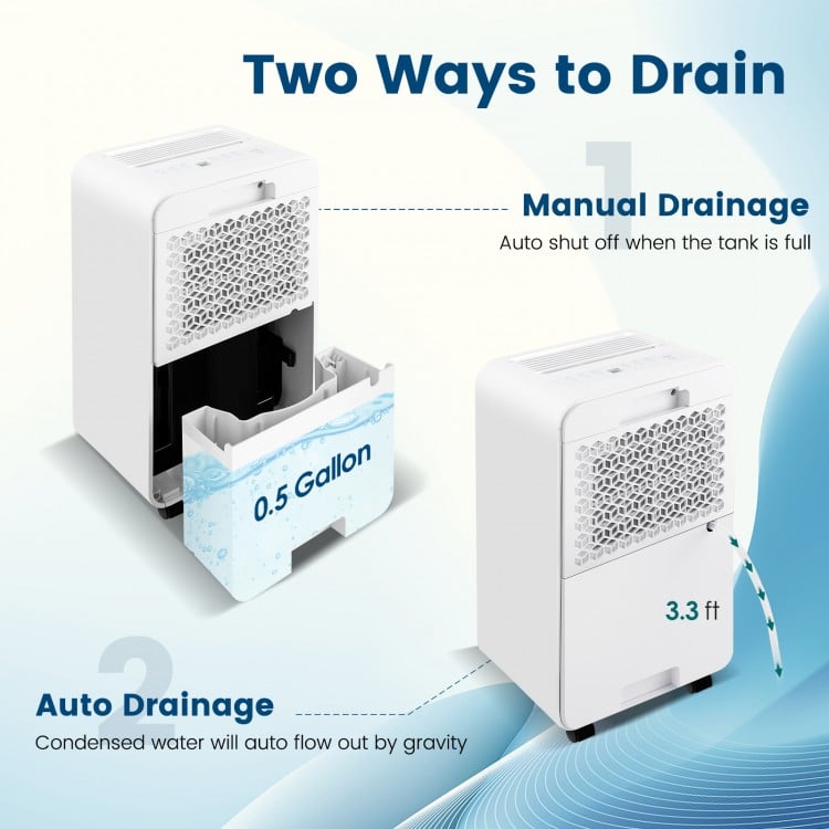 32 Pints/Day Portable Quiet Dehumidifier for Rooms up to 2500 Sq. Ft-Blue