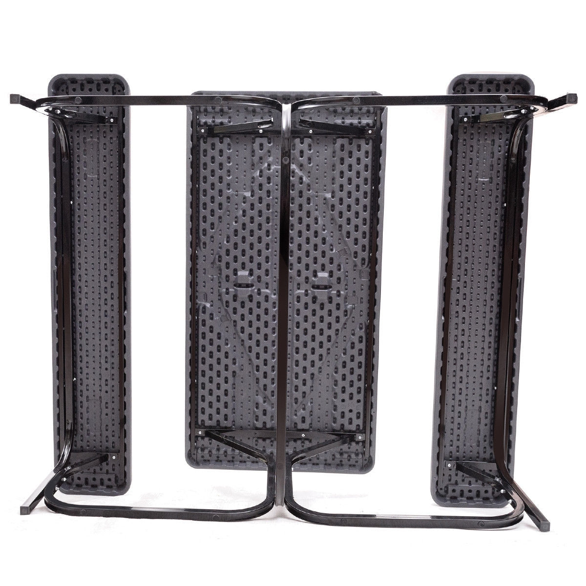 HDPE Outdoor Picnic Table Bench Set with Metal Base-BlackÂ