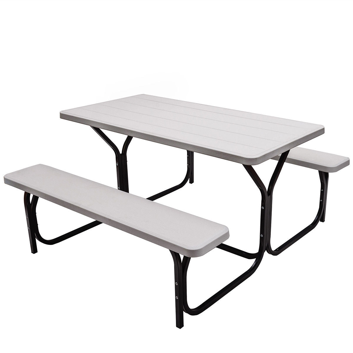 Picnic Table Bench Set for Outdoor Camping -WhiteÂ