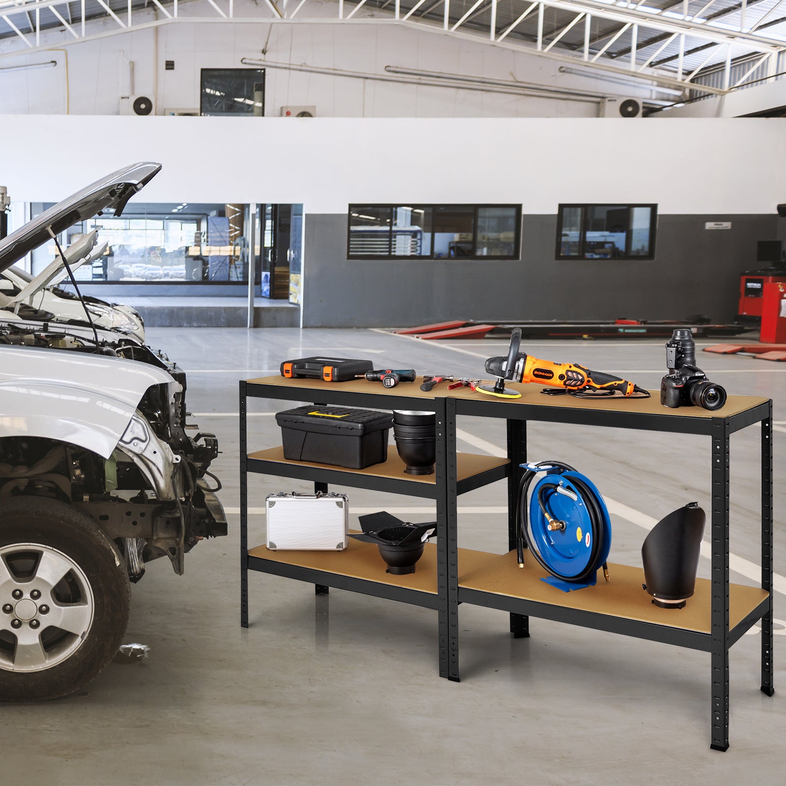 71 inch Heavy Duty Steel Adjustable 5 Level Storage Shelves-BlackÂ