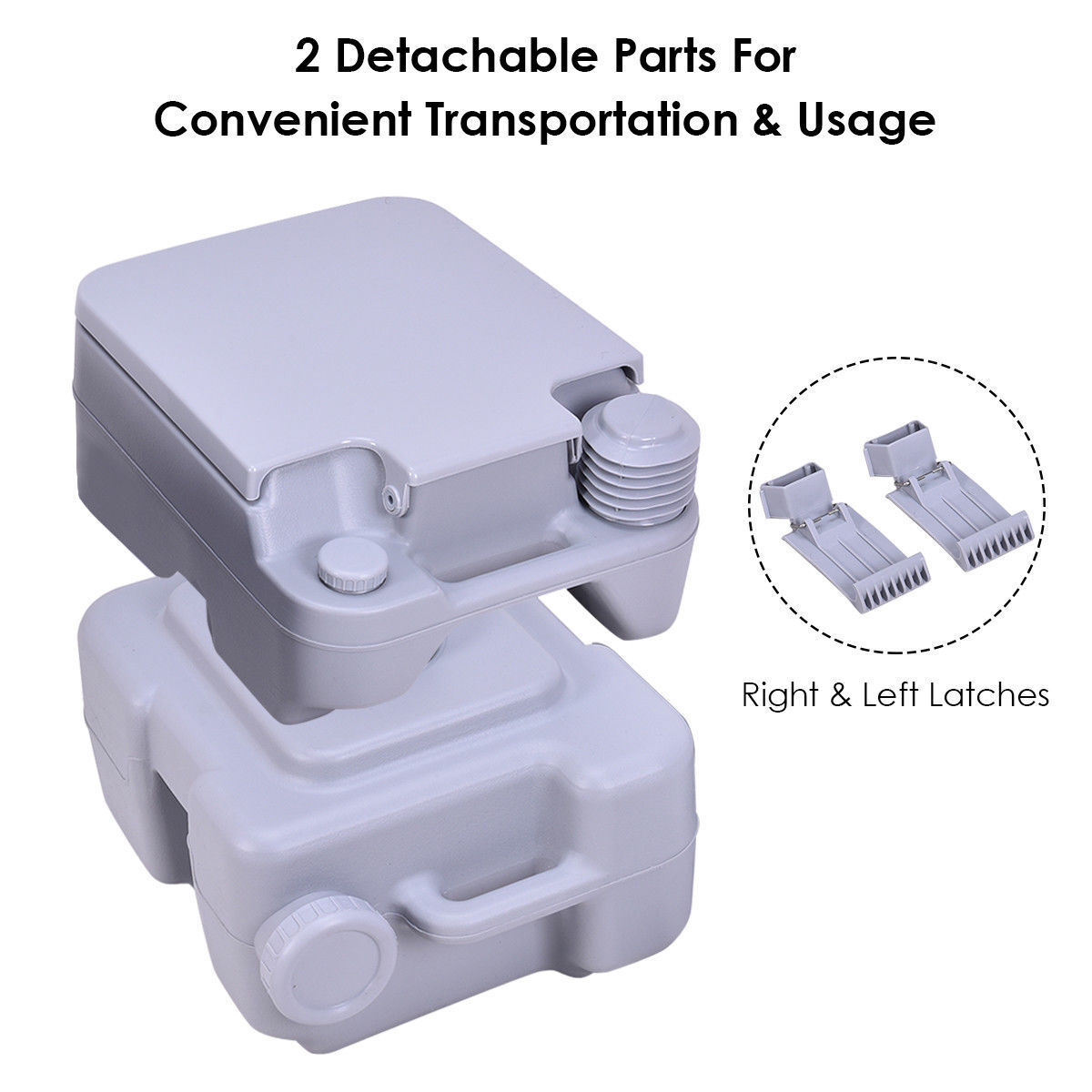 5.3 Gallon Portable Toilet with Waste Tank and Built-in Rotating Spout-GrayÂ