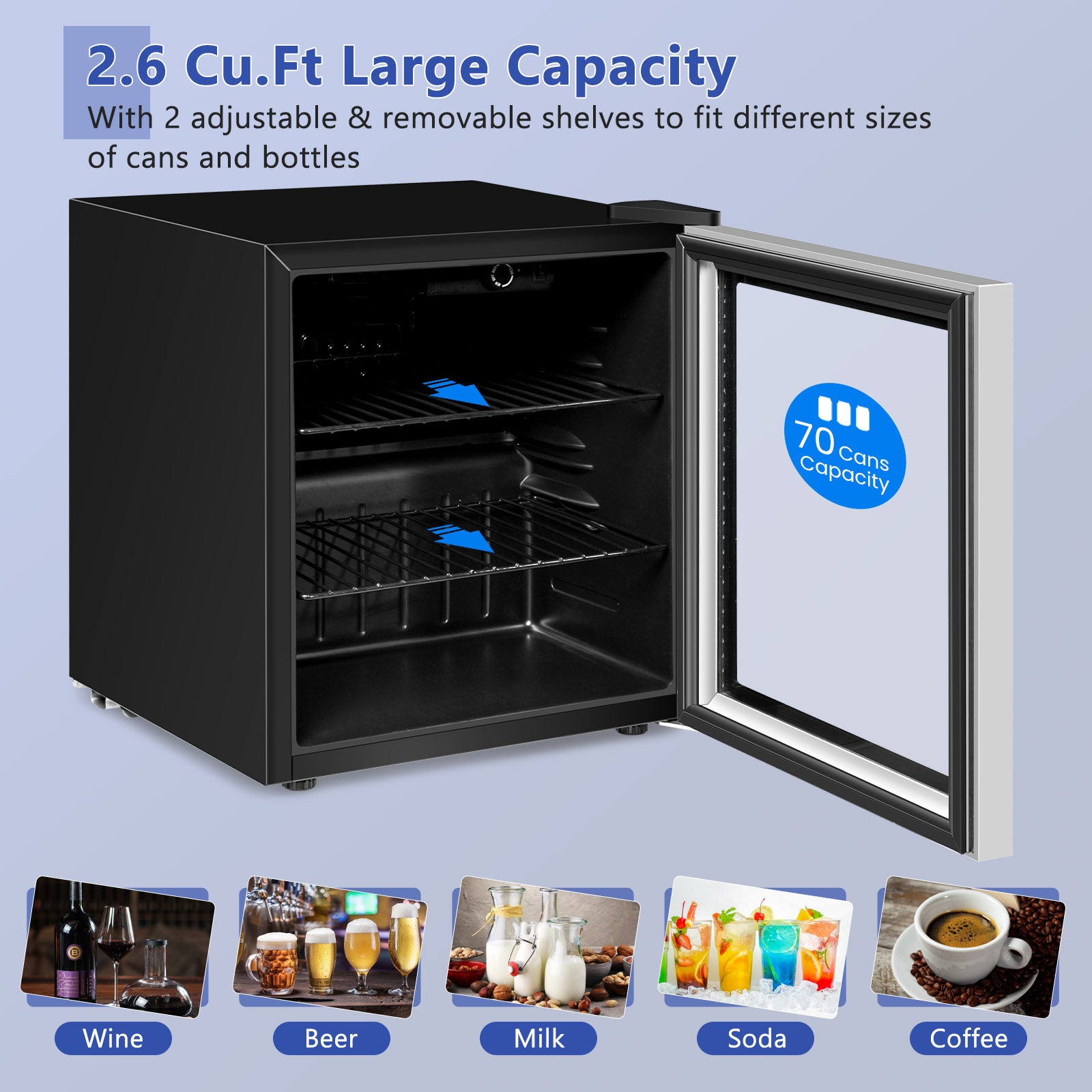 60 Can Beverage Mini  Refrigerator with Glass DoorÂ