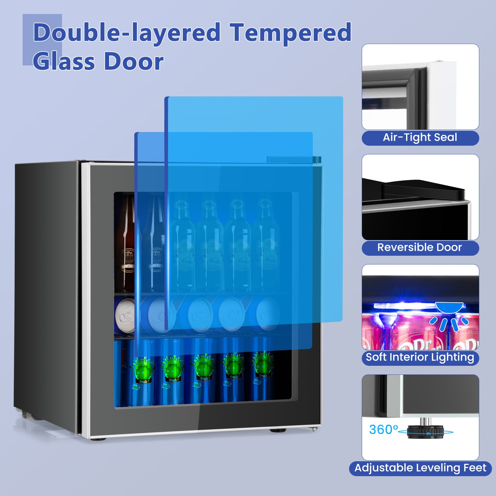 60 Can Beverage Mini  Refrigerator with Glass DoorÂ