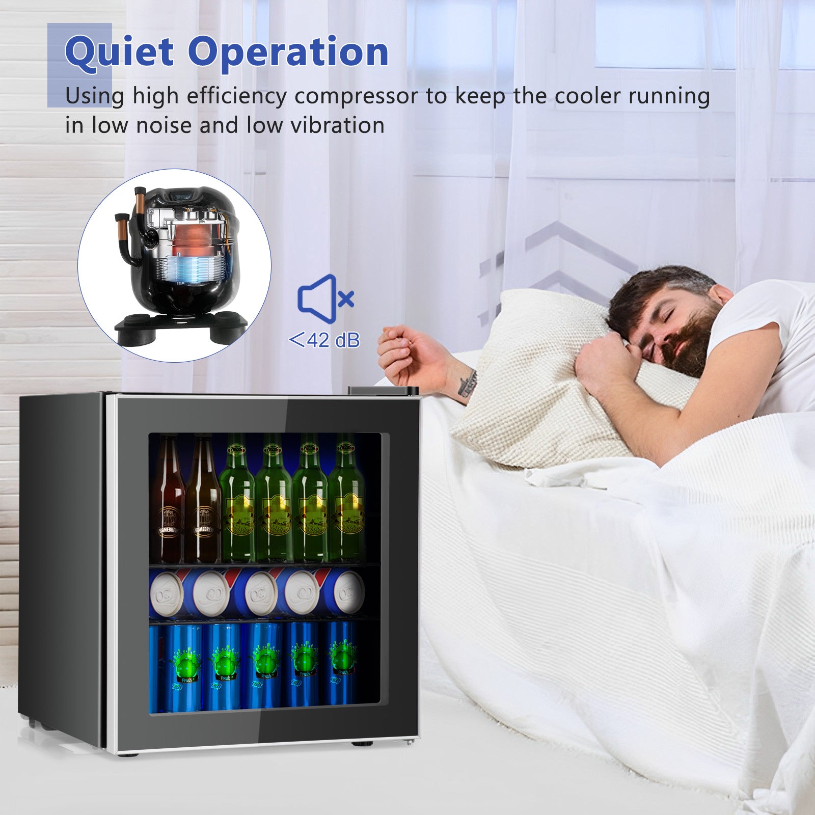 60 Can Beverage Mini  Refrigerator with Glass DoorÂ