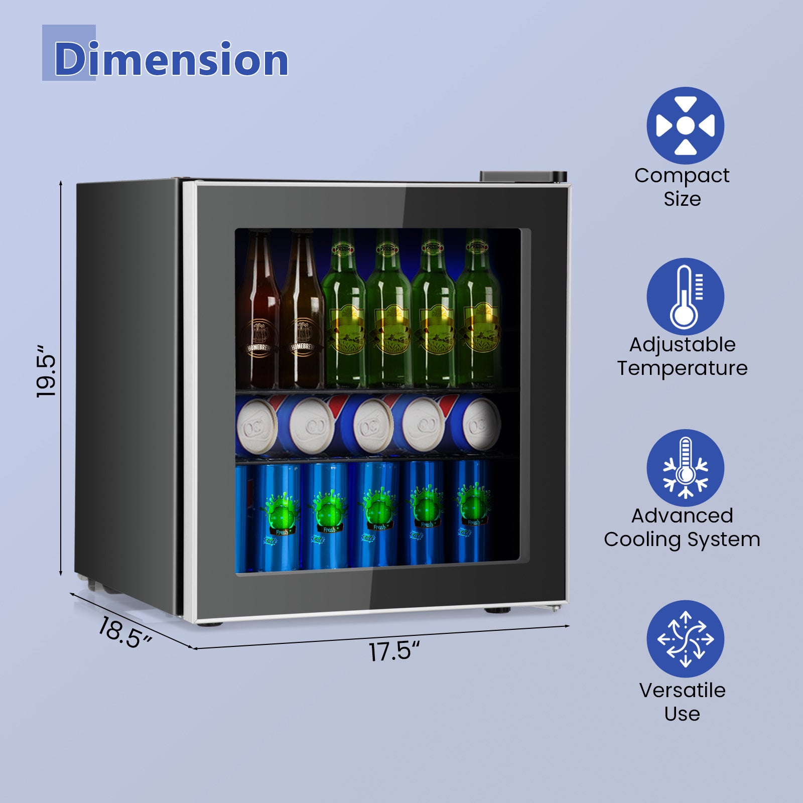 60 Can Beverage Mini  Refrigerator with Glass DoorÂ