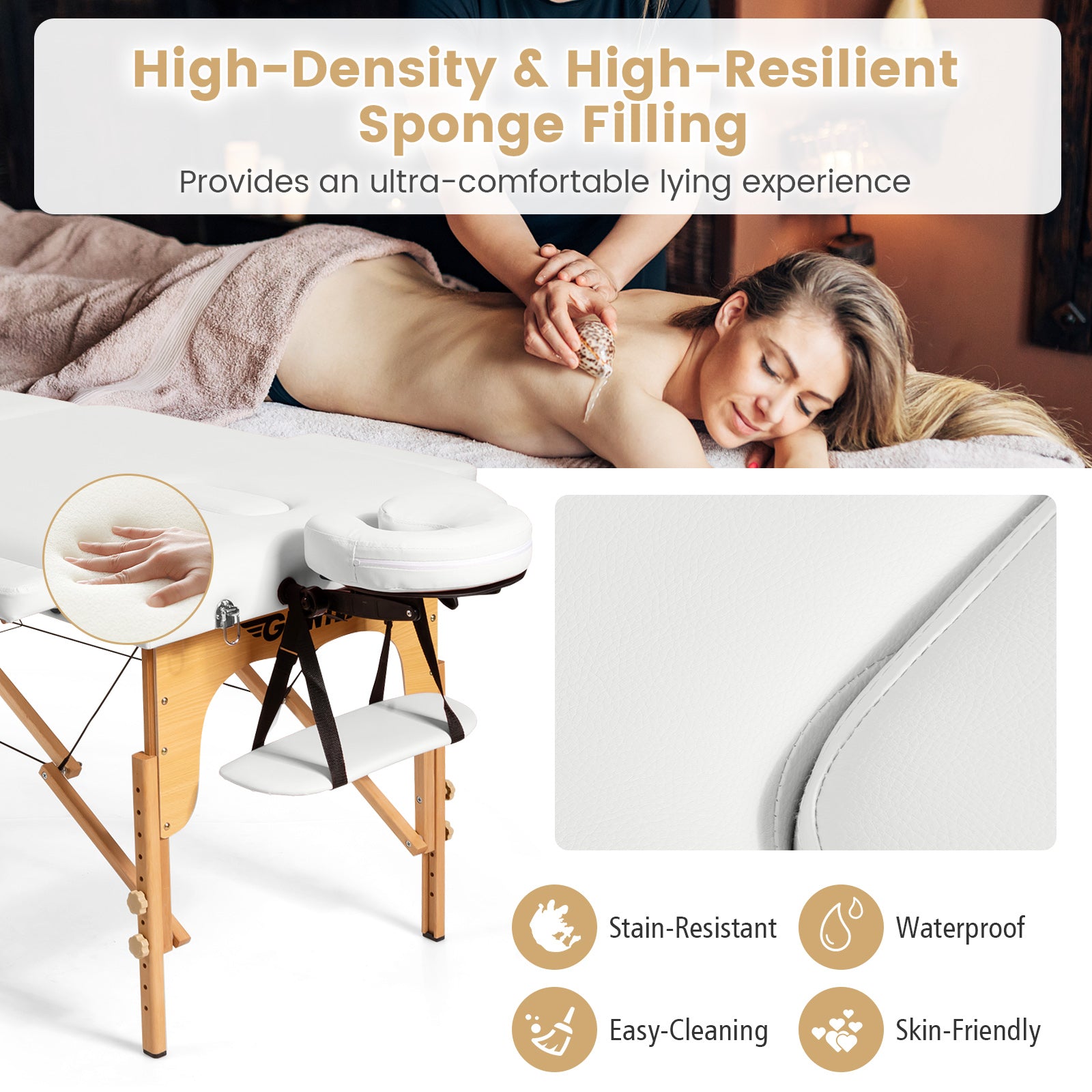 Portable Adjustable Facial Spa Bed  with Carry Case-WhiteÂ