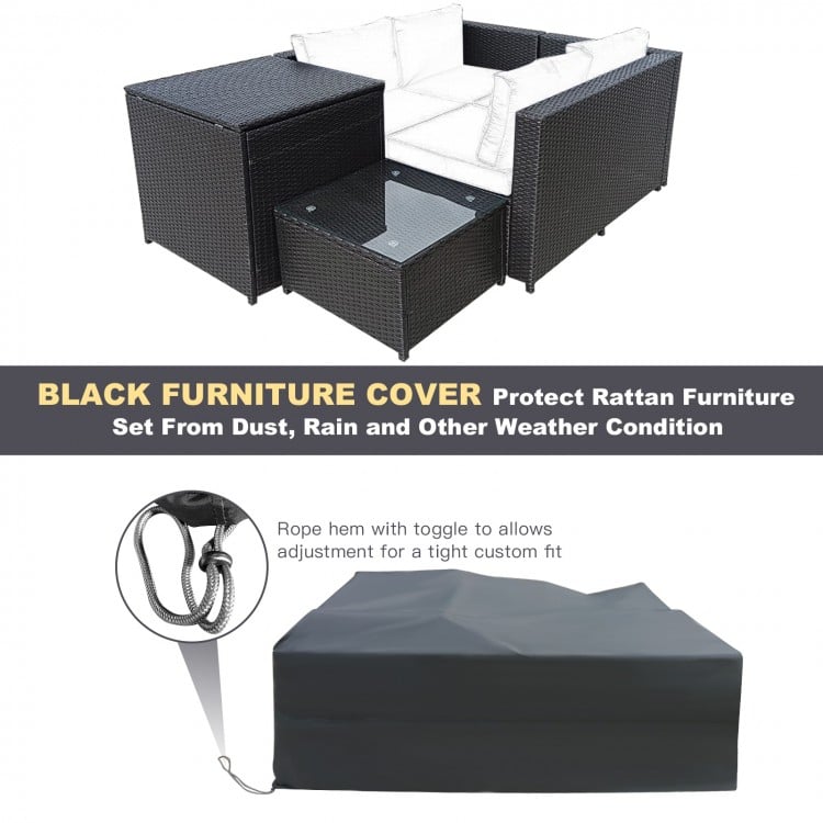 6 Pieces Outdoor Wicker Furniture Set with 32 Inch Propane Fire Pit Table