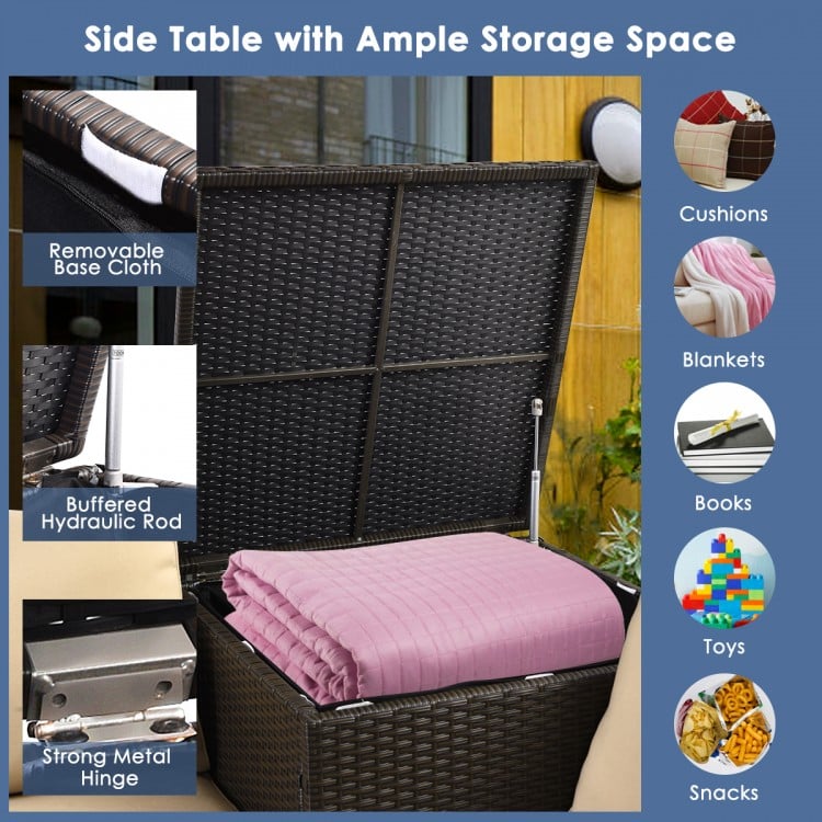 6 Pieces Outdoor Wicker Furniture Set with 32 Inch Propane Fire Pit Table