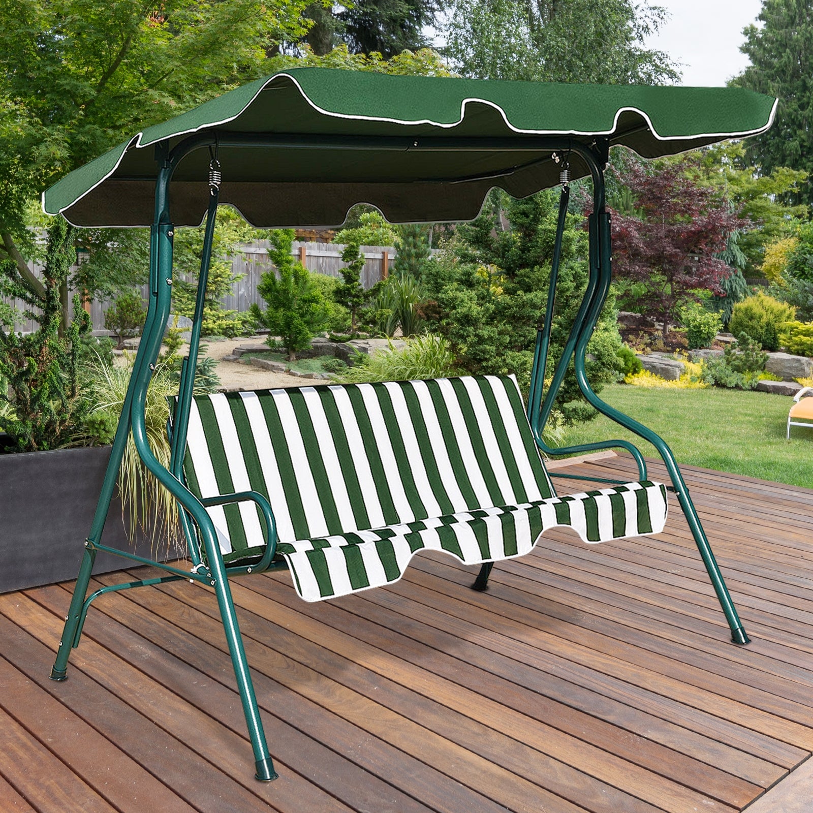 3 Seats Patio Canopy Swing-GreenÂ