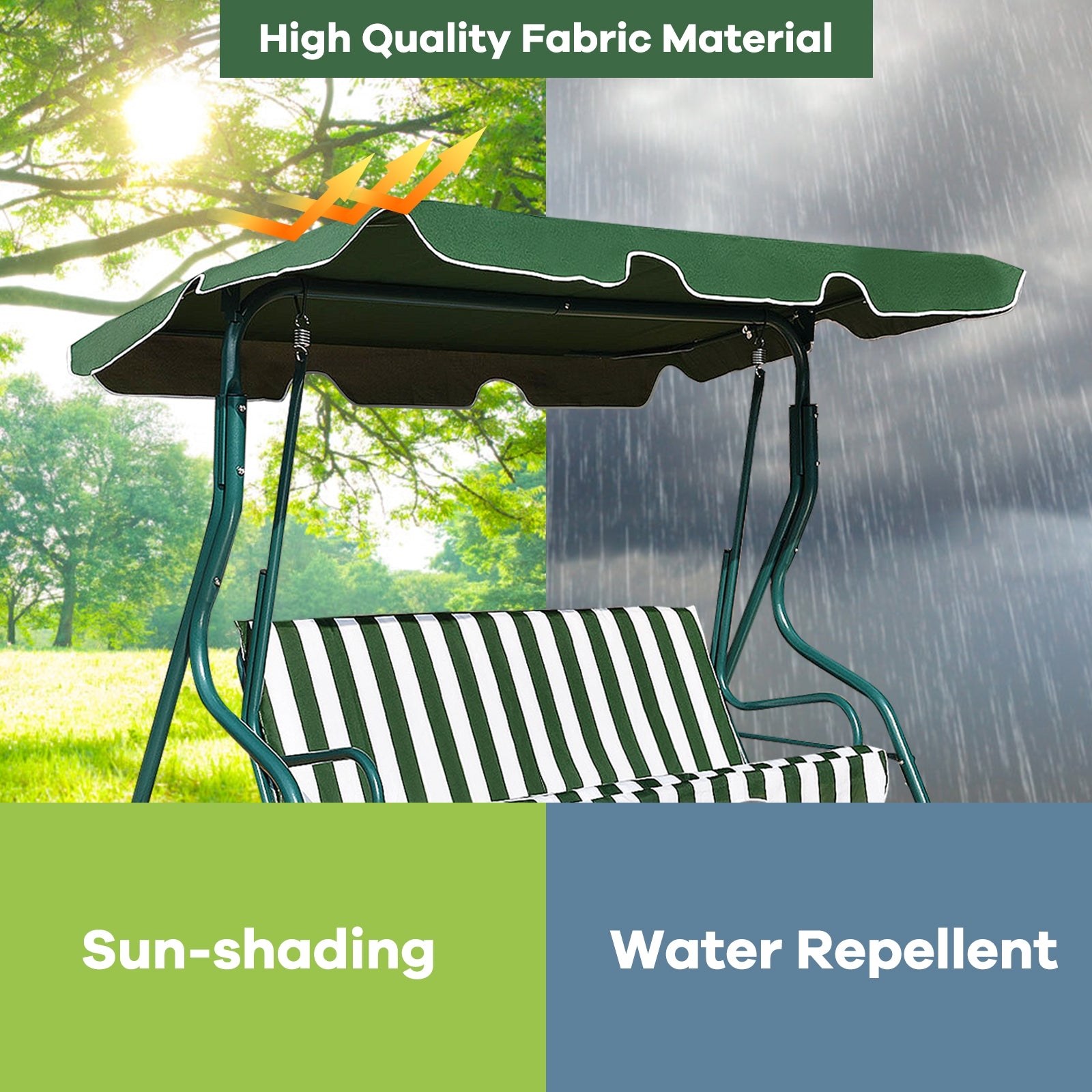 3 Seats Patio Canopy Swing-GreenÂ