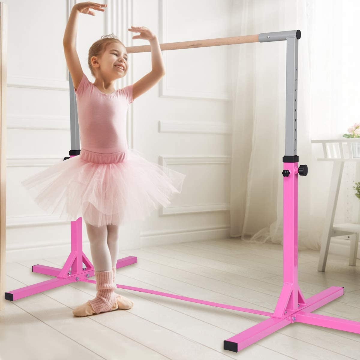 Adjustable Gymnastics Bar Horizontal Bar for Kids-PinkÂ