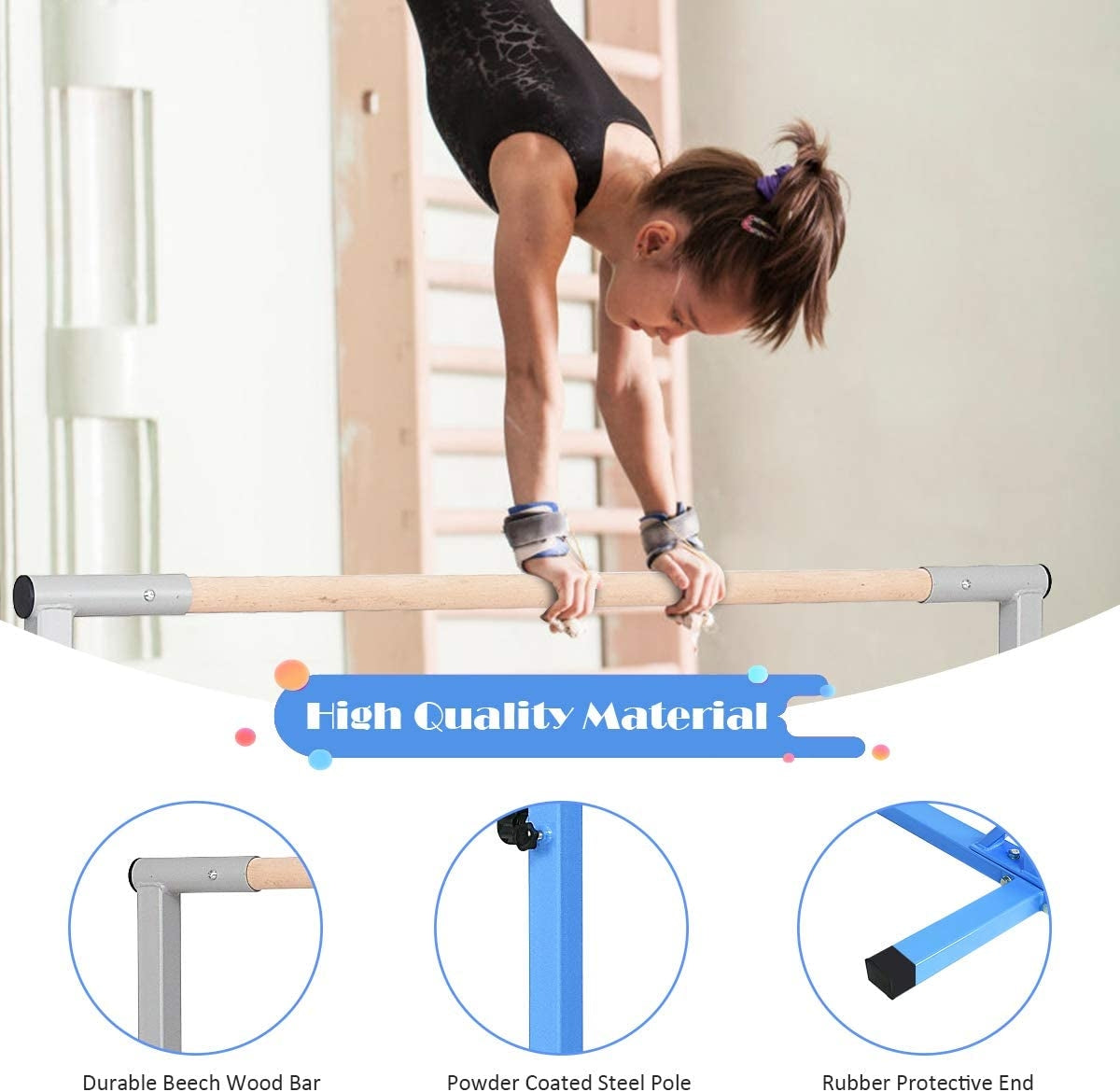Adjustable Gymnastics Bar Horizontal Bar for Kids-BlueÂ