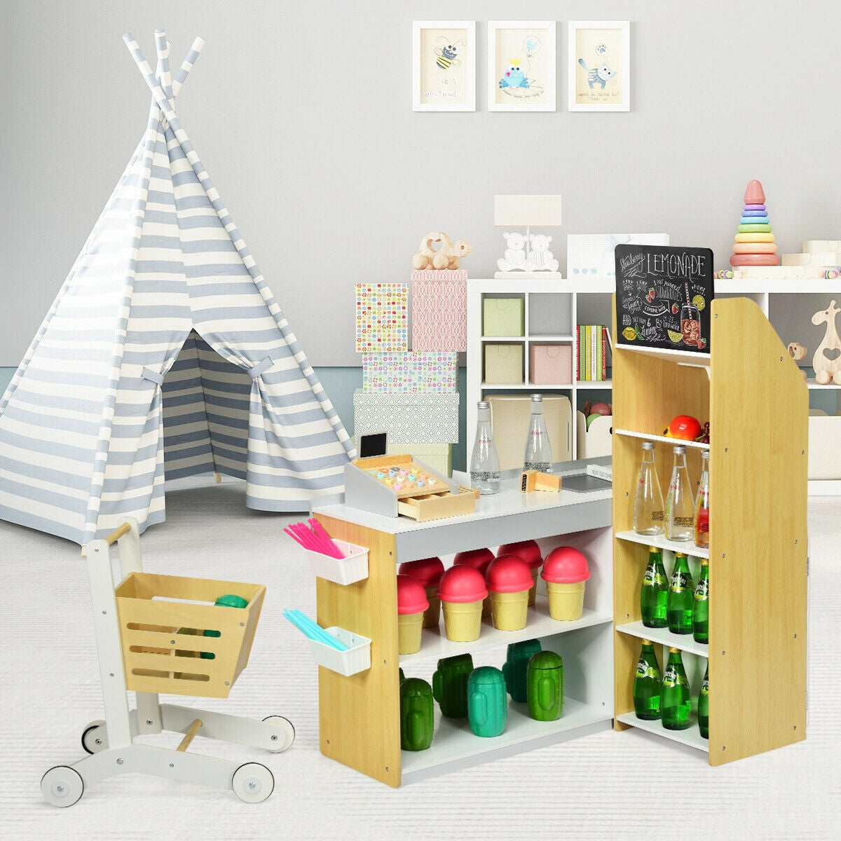 Grocery Store Playset Pretend Play Supermarket Shopping SetÂ