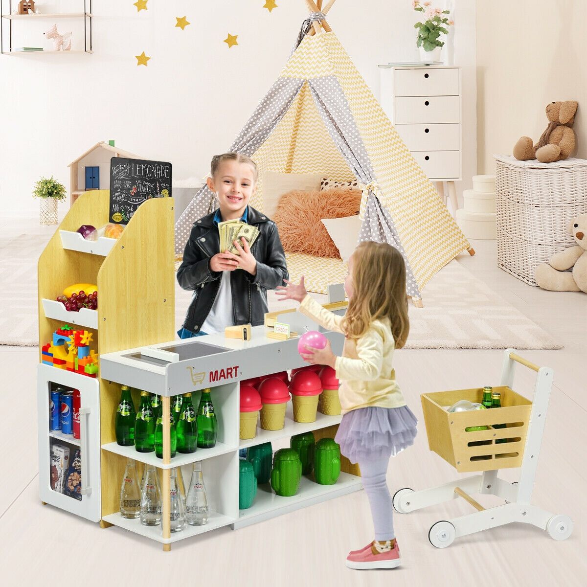 Grocery Store Playset Pretend Play Supermarket Shopping SetÂ