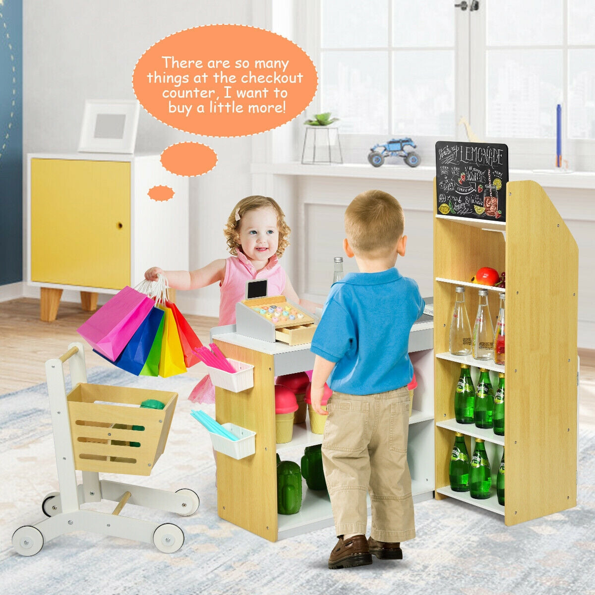 Grocery Store Playset Pretend Play Supermarket Shopping SetÂ