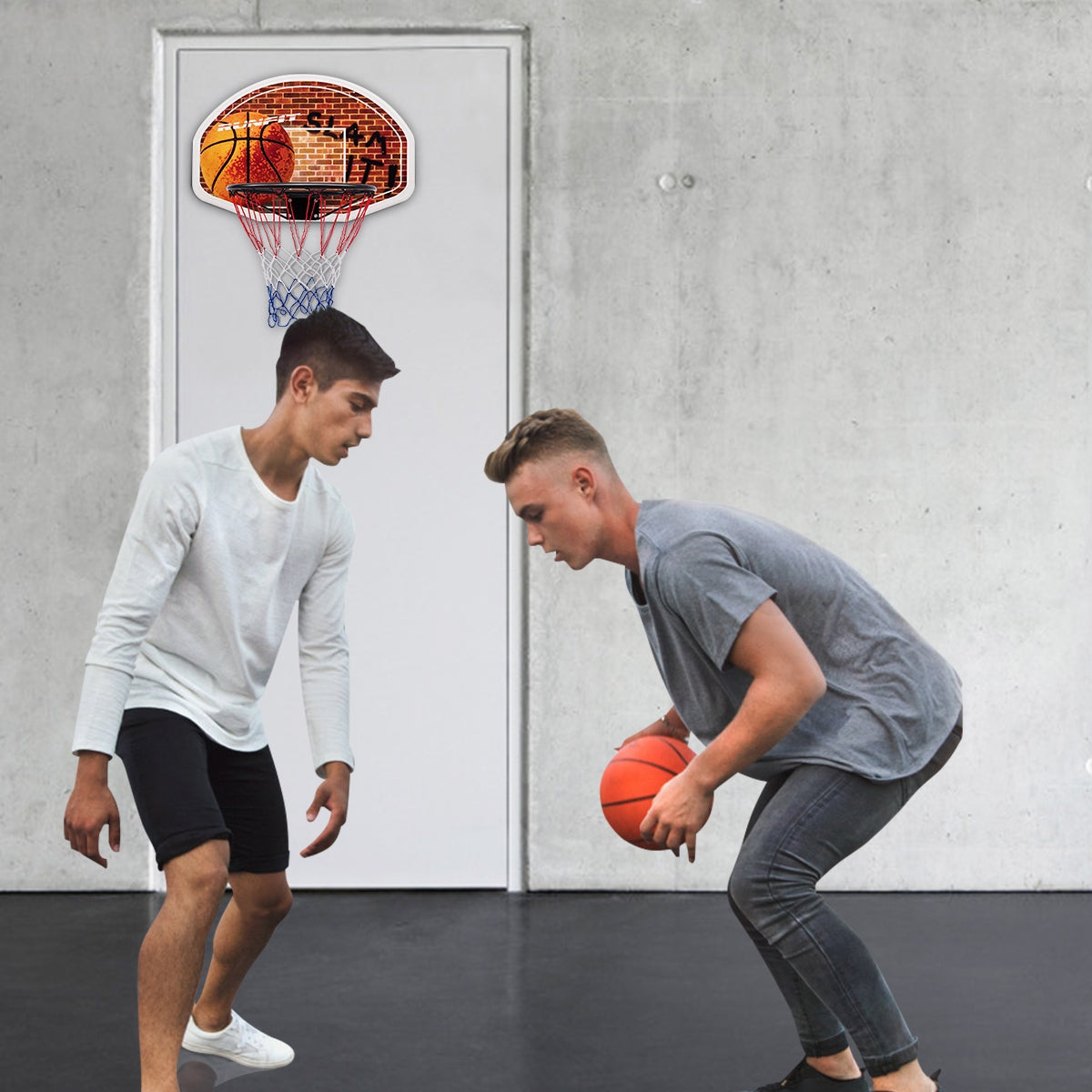 Wall Mounted Fan Backboard with Basketball Hoop and 2 NetsÂ