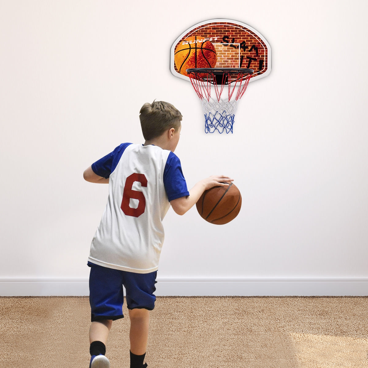 Wall Mounted Fan Backboard with Basketball Hoop and 2 NetsÂ