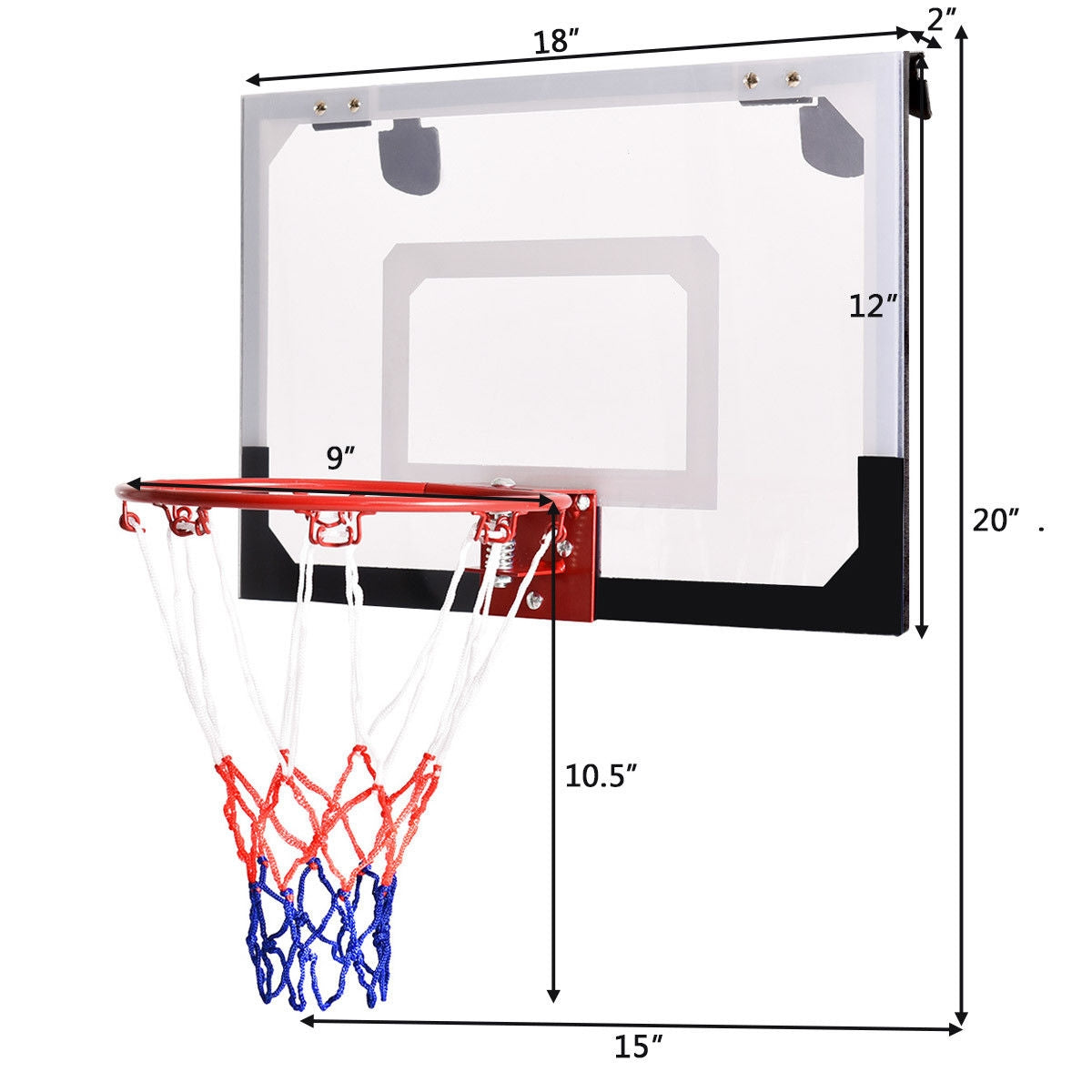 Over-The-Door Mini Basketball Hoop Includes Basketball and 2 NetsÂ