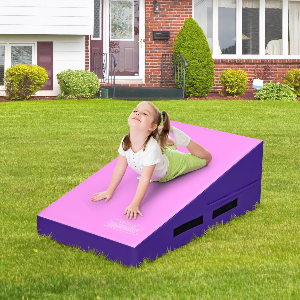 Incline Gymnastics Mat Wedge Ramp Gym Tumbling Exercise Mat-Pink&PurpleÂ