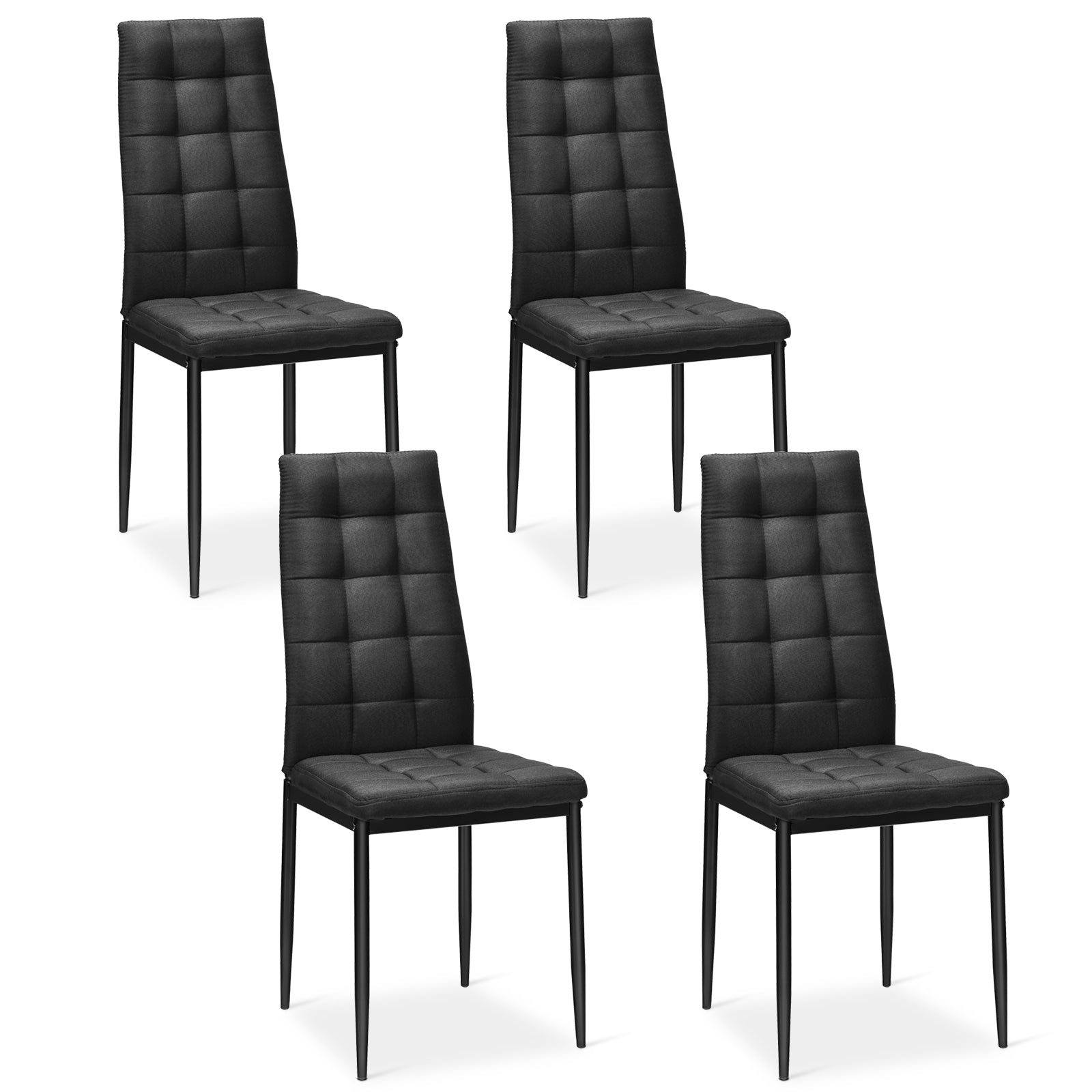 Set of 4 Fabric Dining Chairs Set with Upholstered Cushion and High BackÂ