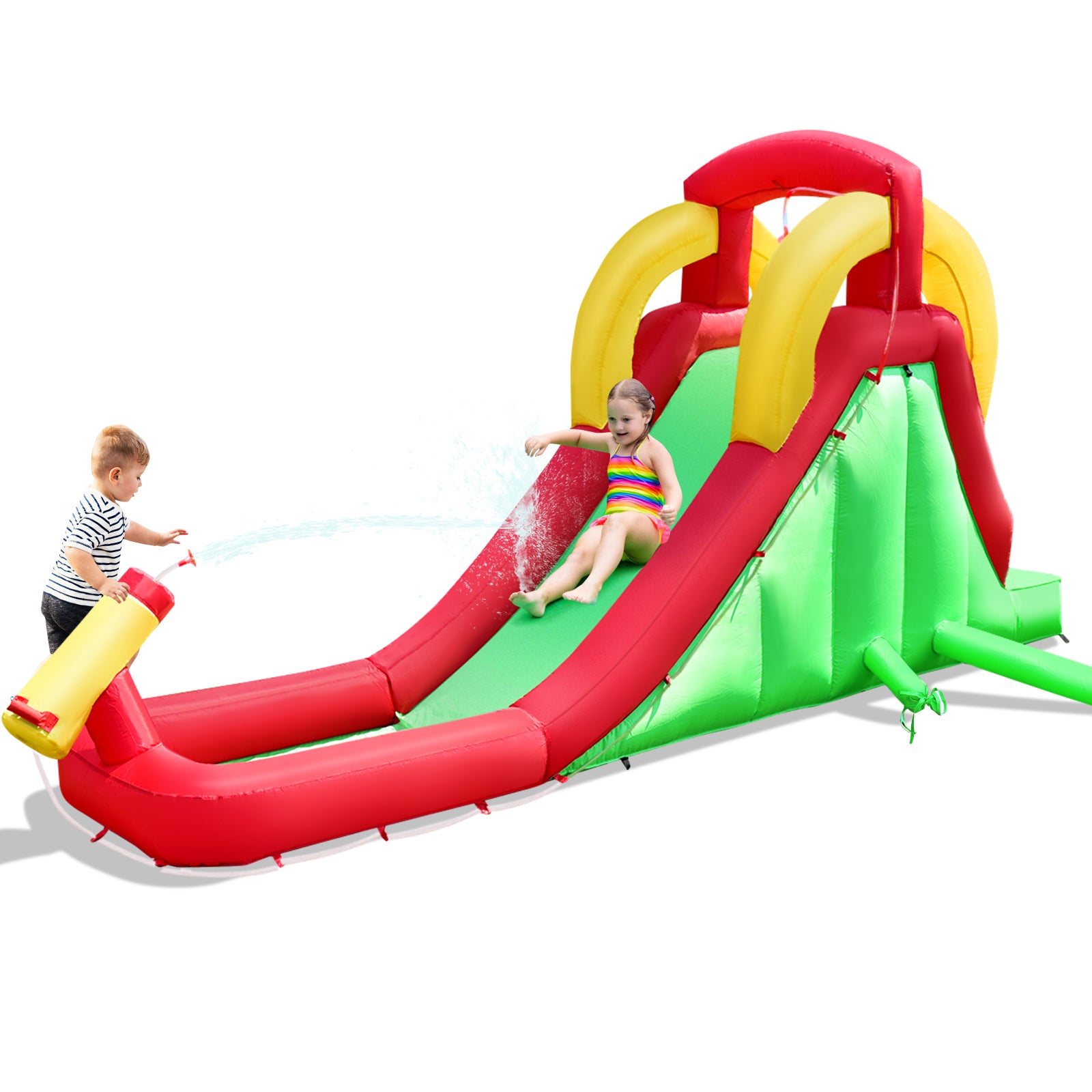 Inflatable Water Slide Bounce House with Climbing Wall and Jumper without BlowerÂ