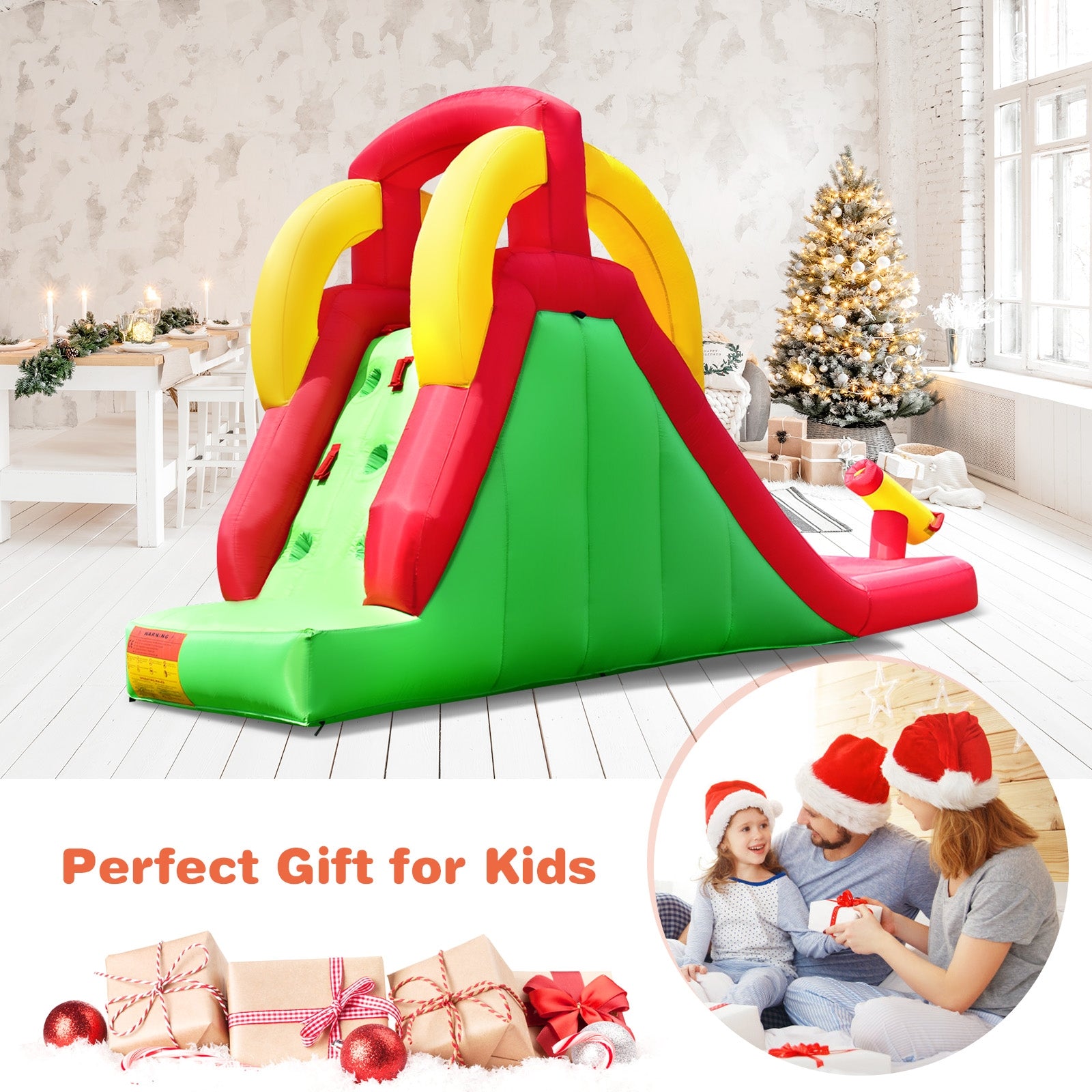 Inflatable Water Slide Bounce House with Climbing Wall and Jumper without BlowerÂ
