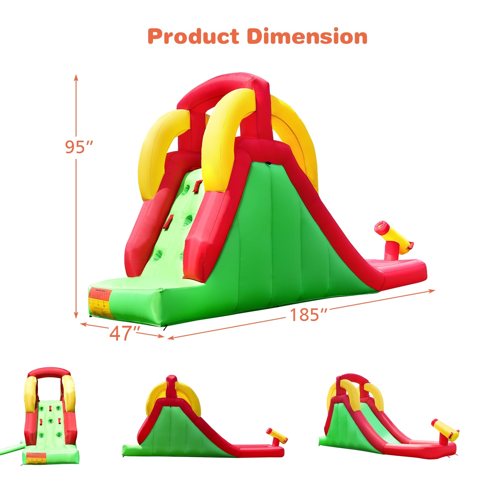 Inflatable Water Slide Bounce House with Climbing Wall and Jumper without BlowerÂ