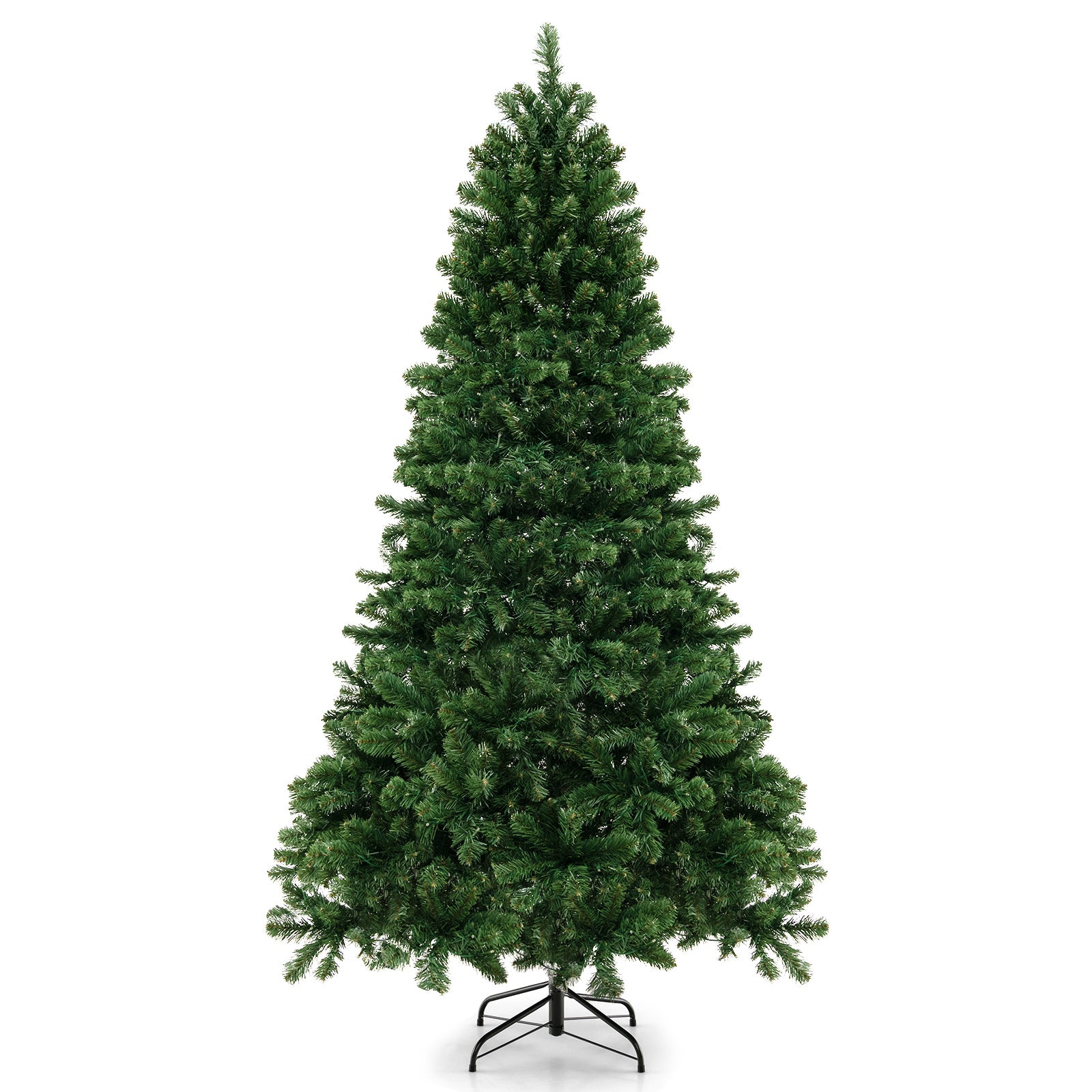 6/7/8 Feet Hinged Christmas Tree with PVC Branch Tips Warm White LED Lights-8 ftÂ