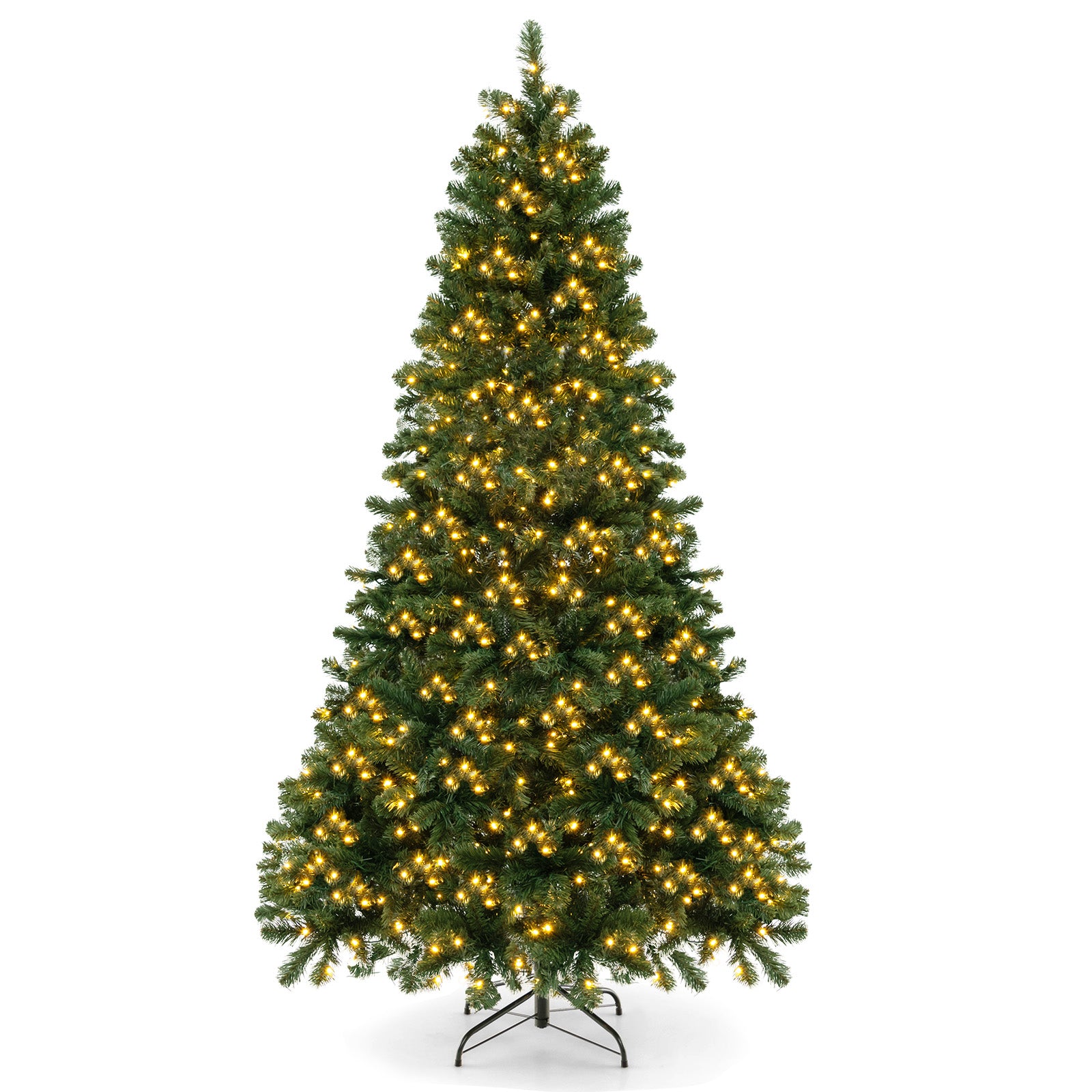6/7/8 Feet Hinged Christmas Tree with PVC Branch Tips Warm White LED Lights-8 ftÂ