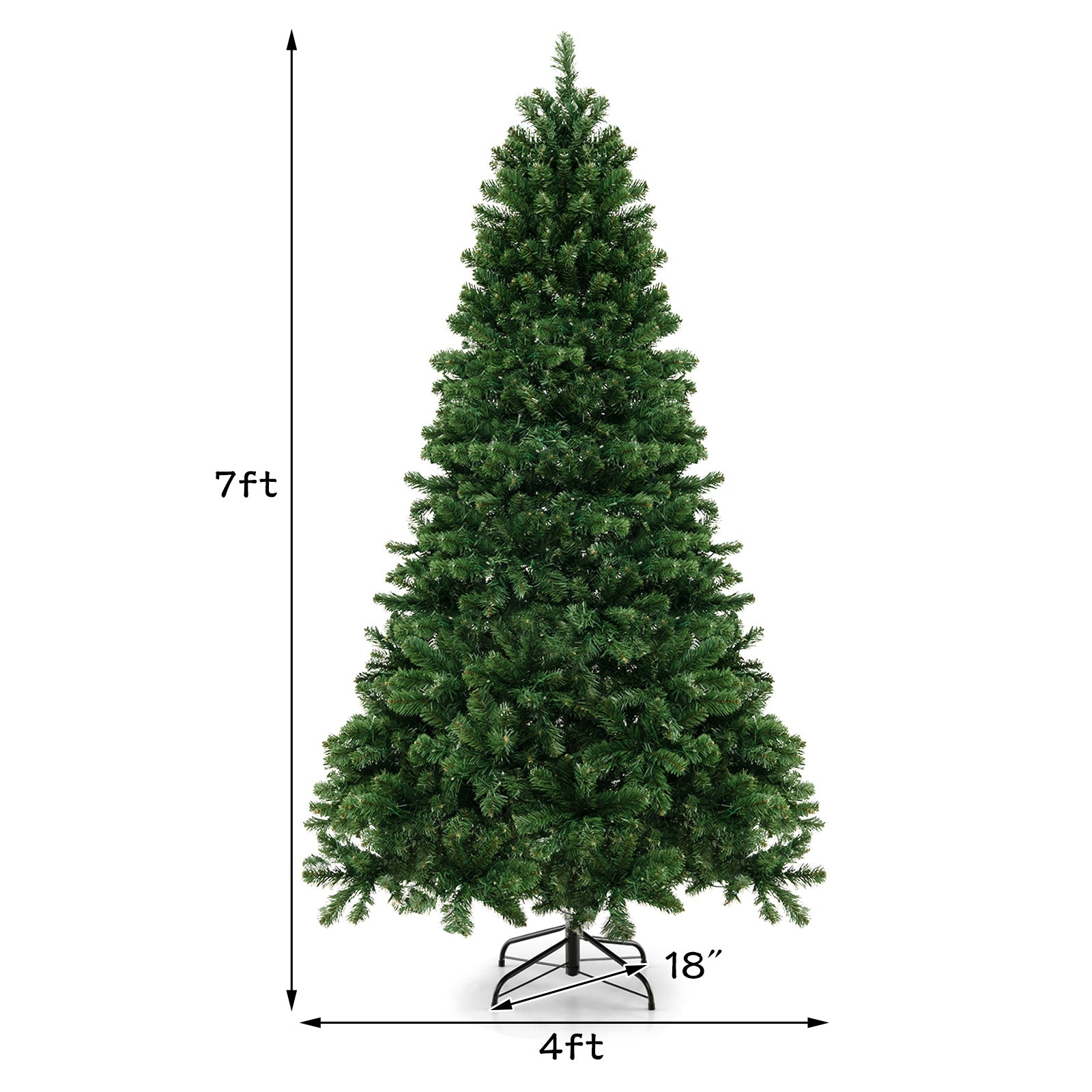 6/7/8 Feet Hinged Christmas Tree with PVC Branch Tips Warm White LED Lights-7 ftÂ