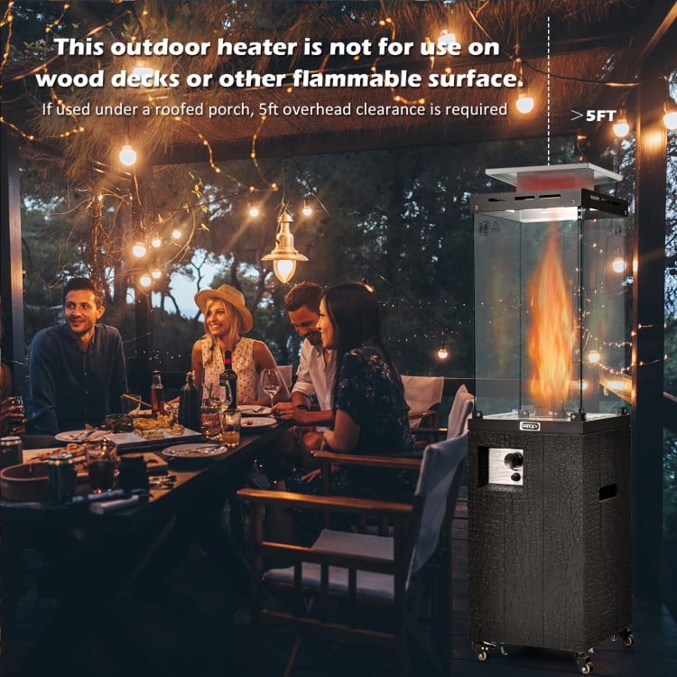 41 000 BTU Propane Patio Heater with Lockable Wheels-Black