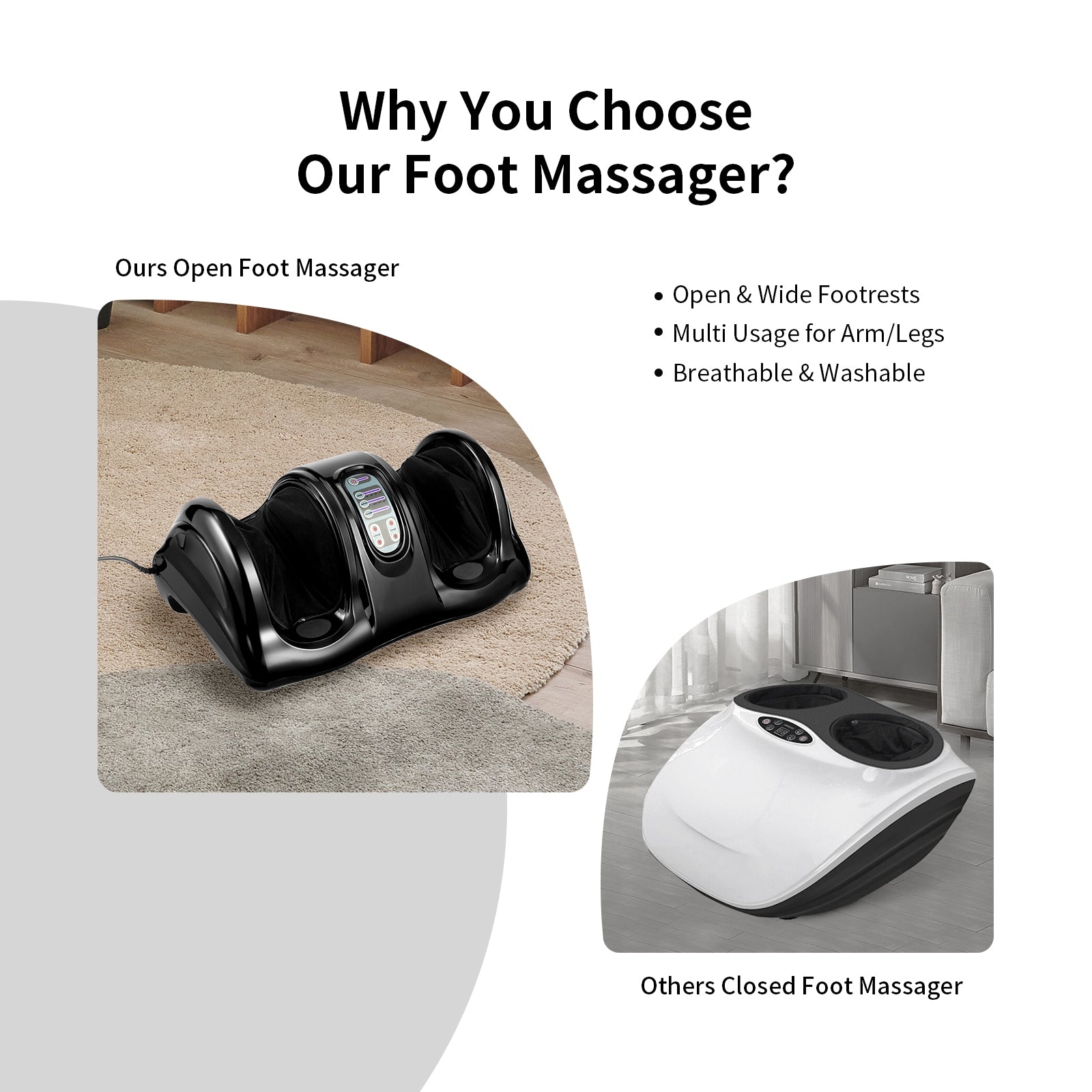 Therapeutic Shiatsu Foot Massager with High Intensity Rollers-BlackÂ