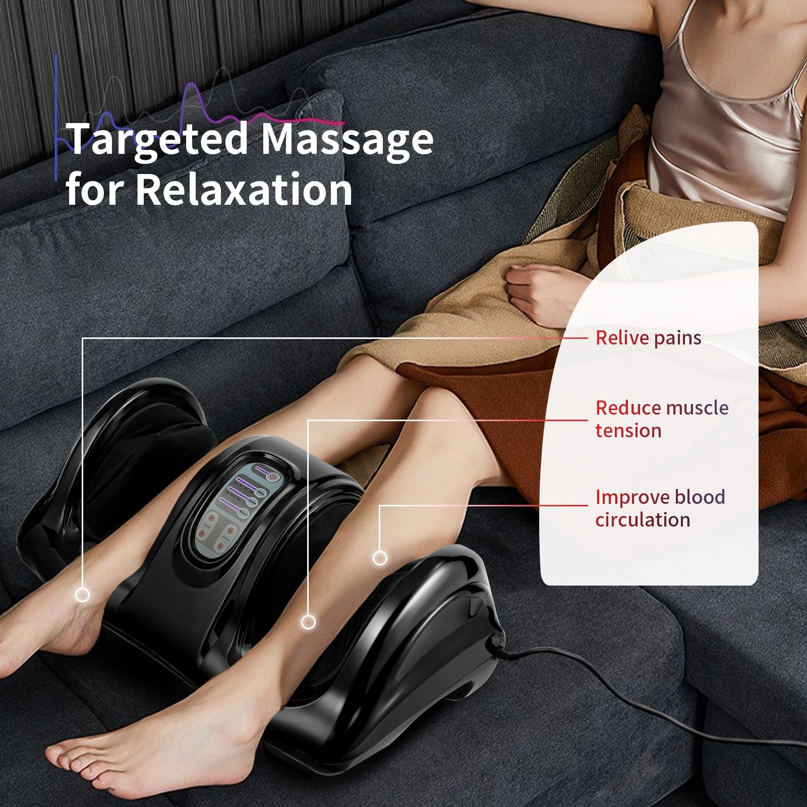 Therapeutic Shiatsu Foot Massager with High Intensity Rollers-BlackÂ