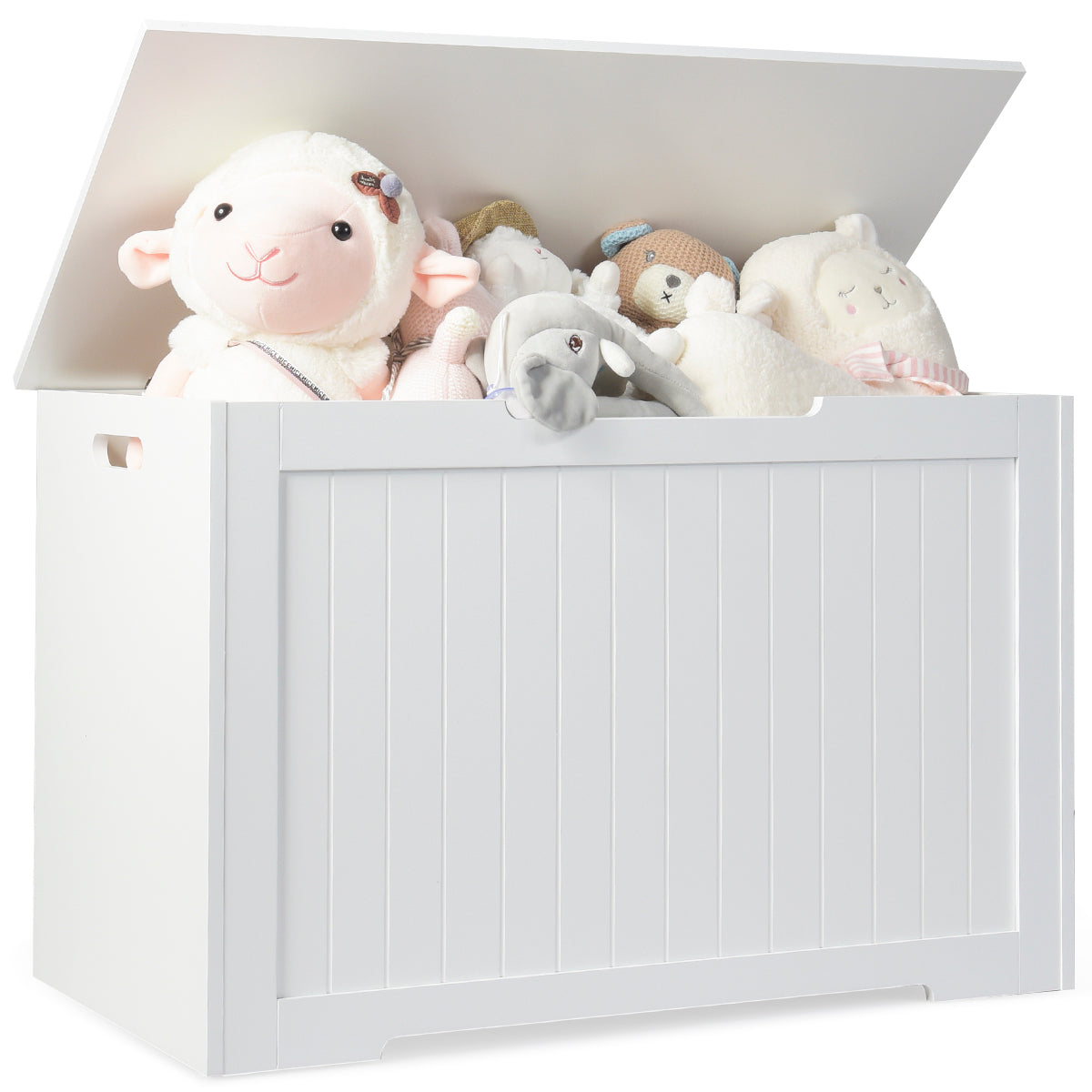 Toy Box Wooden Toy Organizer with Flip-Top Lid-WhiteÂ