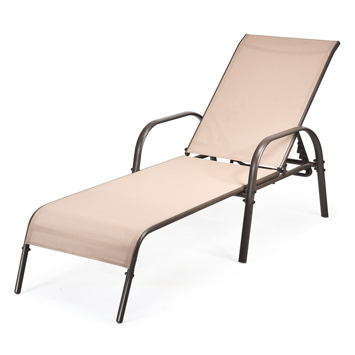 Adjustable Patio Chaise Outdoor Folding Lounge Chair with Adjustable Backrest-BrownÂ