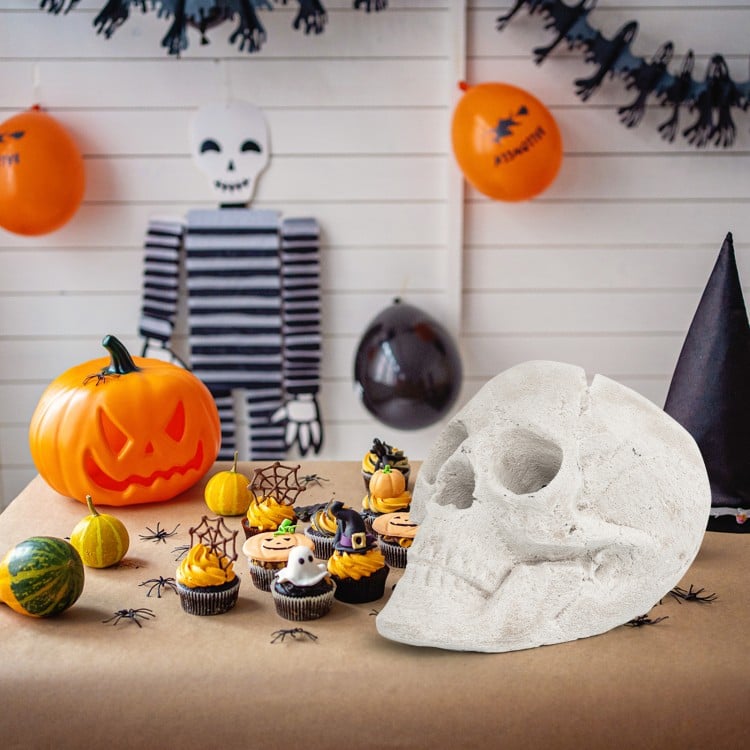 Halloween Fire Pit Skull Halloween Decoration - Beige